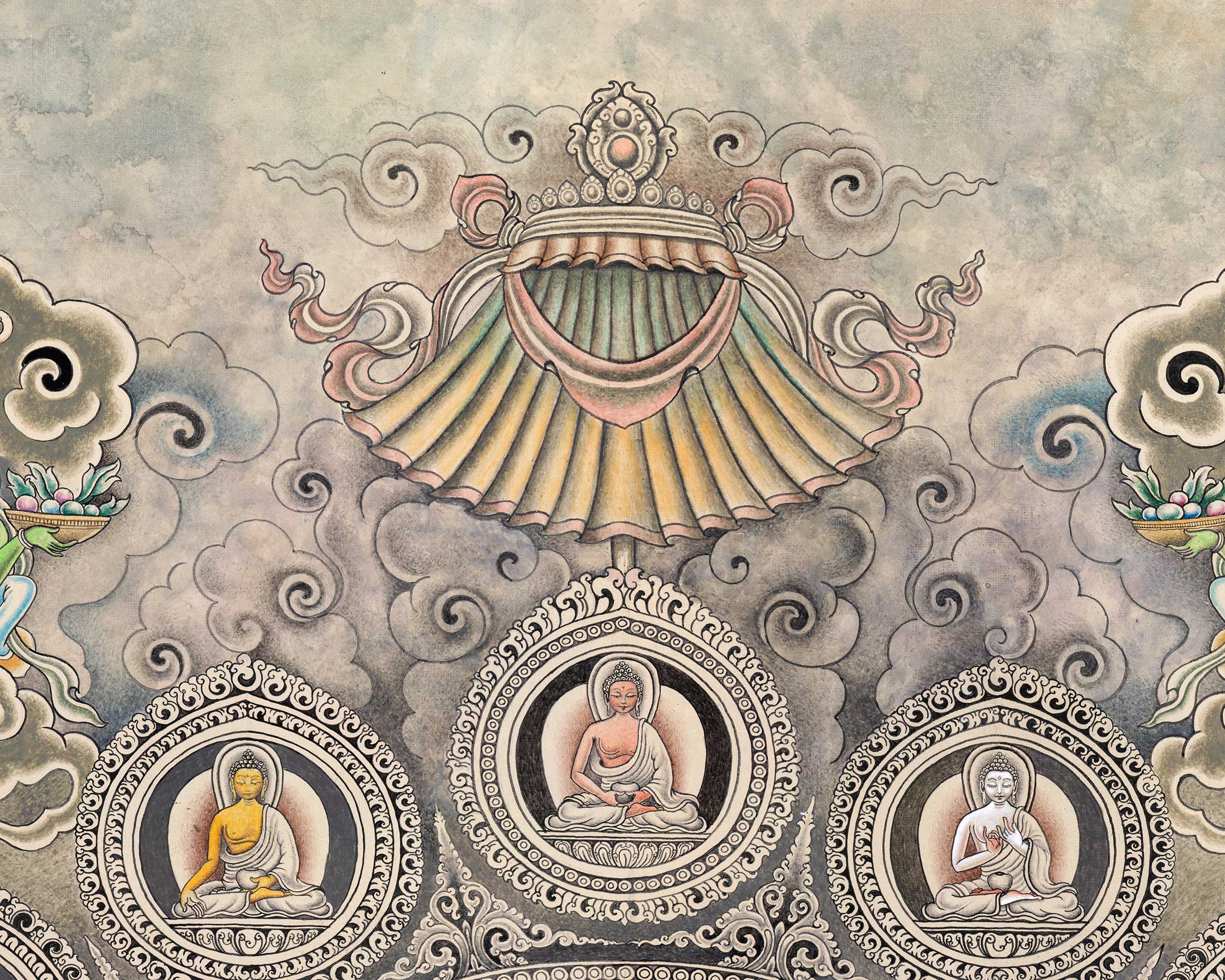 Embrace The Blessing With Green Tara Canvas Print | Tibetan Buddhist Art