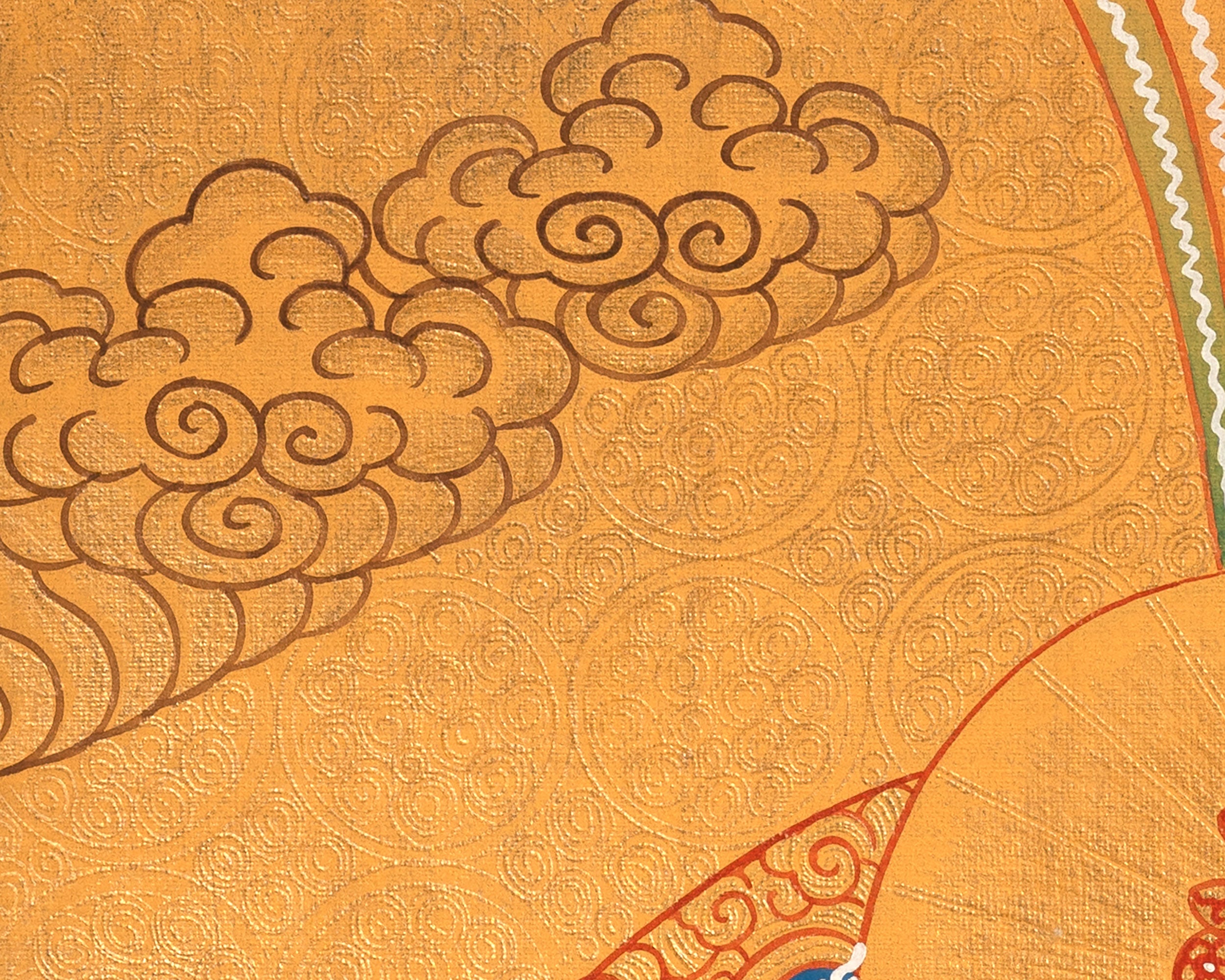 12 Inches Four Armed Chenrezig | Tibetan Bodhisattva Painting