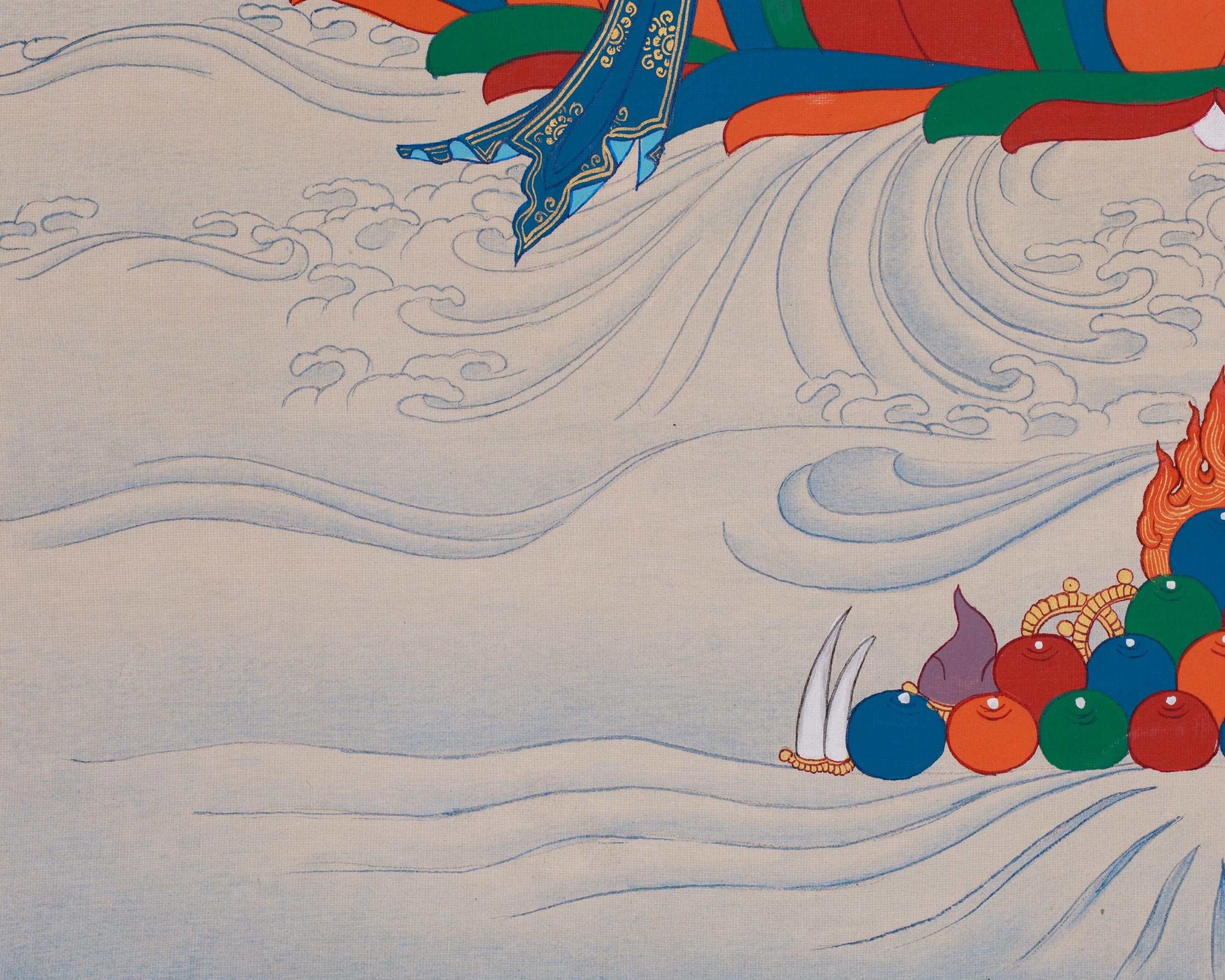 Handmade Bodhisattva Manjushri Thangka | Buddha of Knowledge and Wisdom