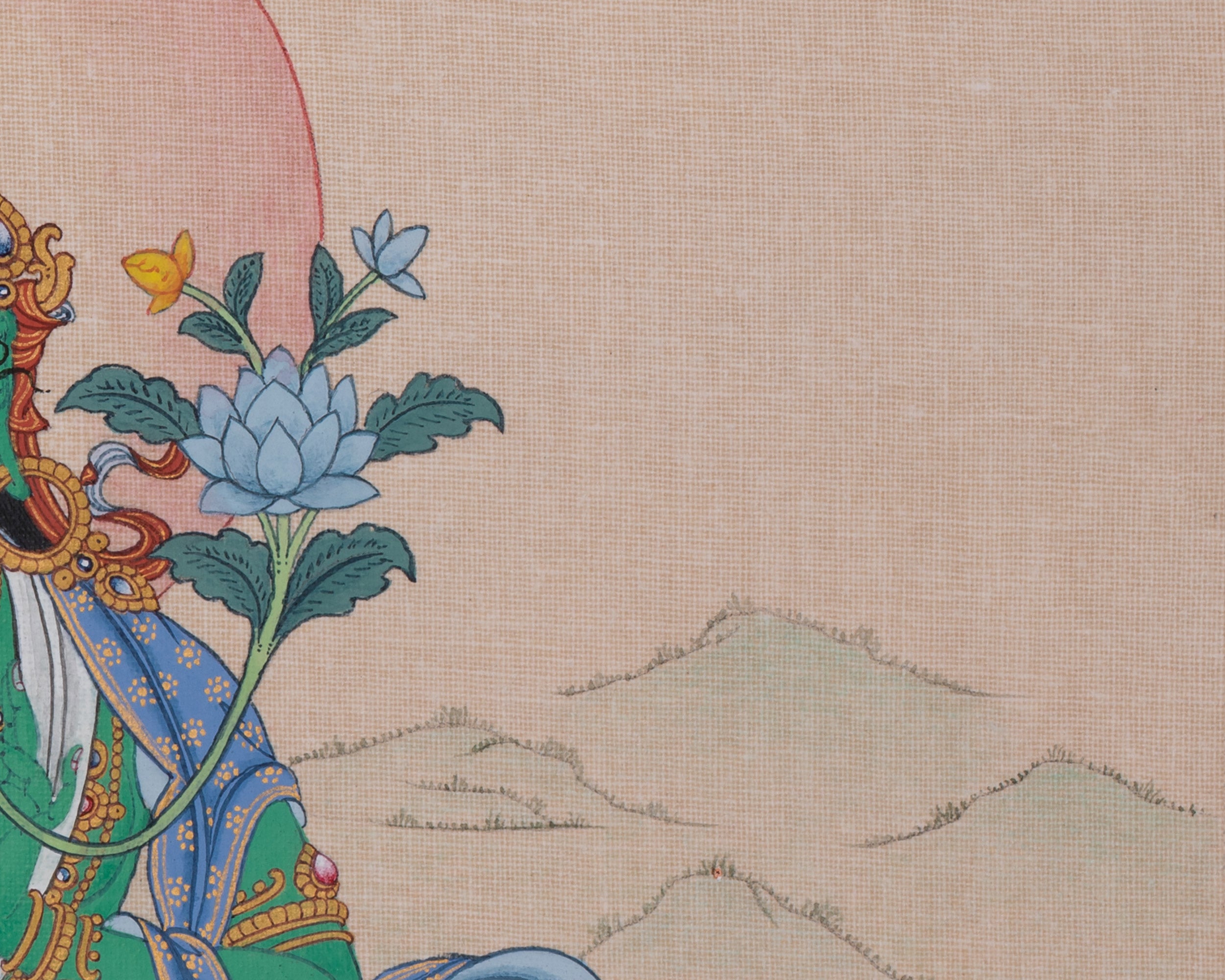 Small Green Tara Meditation Artwork | Buddhist Goddess of Compassion & Protection