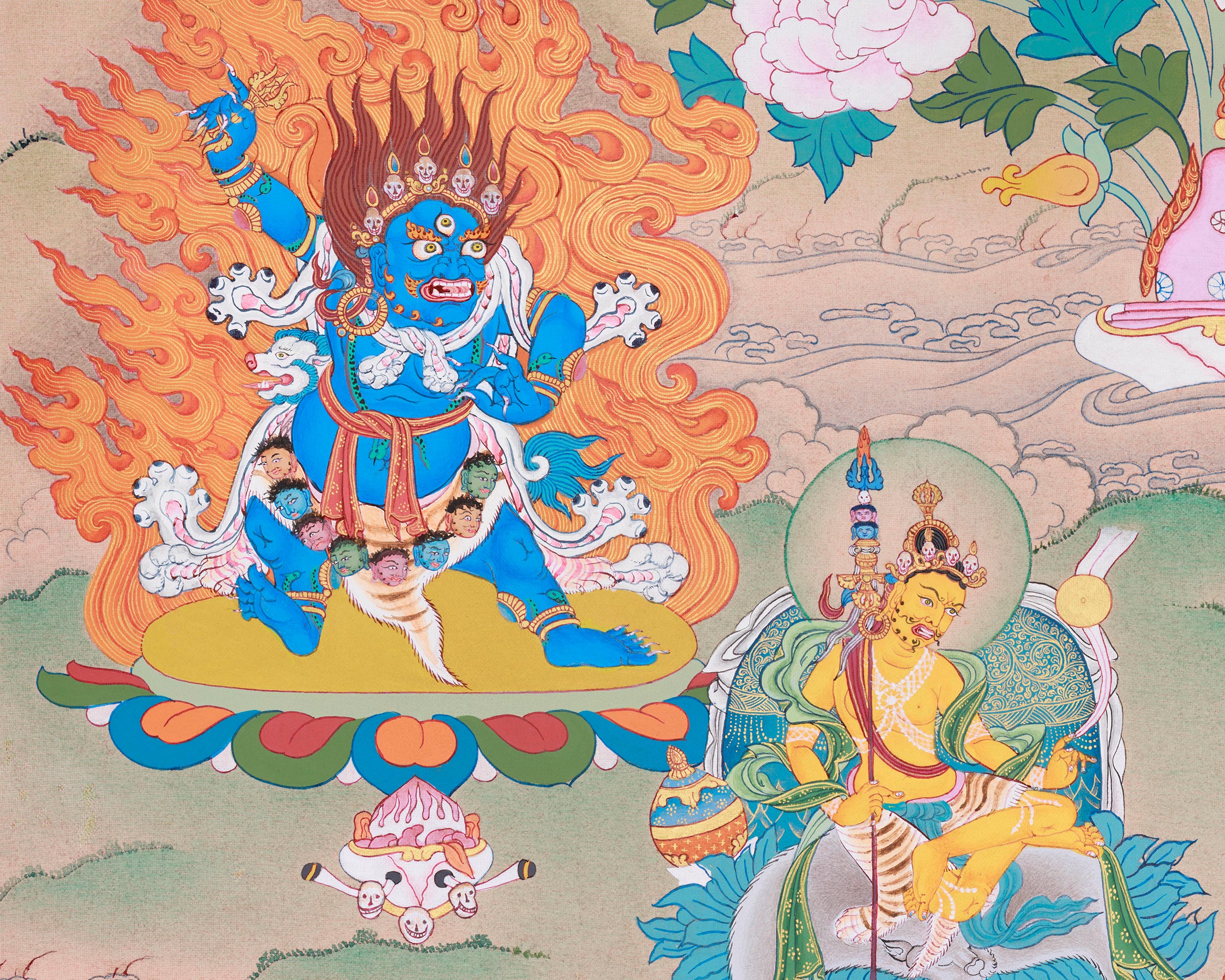30 Inch Guru Manifestation Thangka | With Mandarva and Yeshe Tsogyal