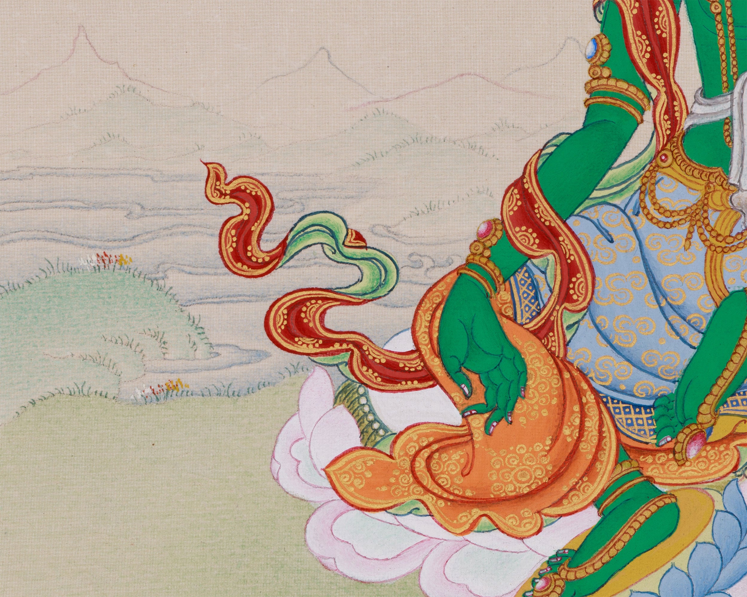 Goddess Shyama Tara Painting | Tibetan Female Buddhist Deity