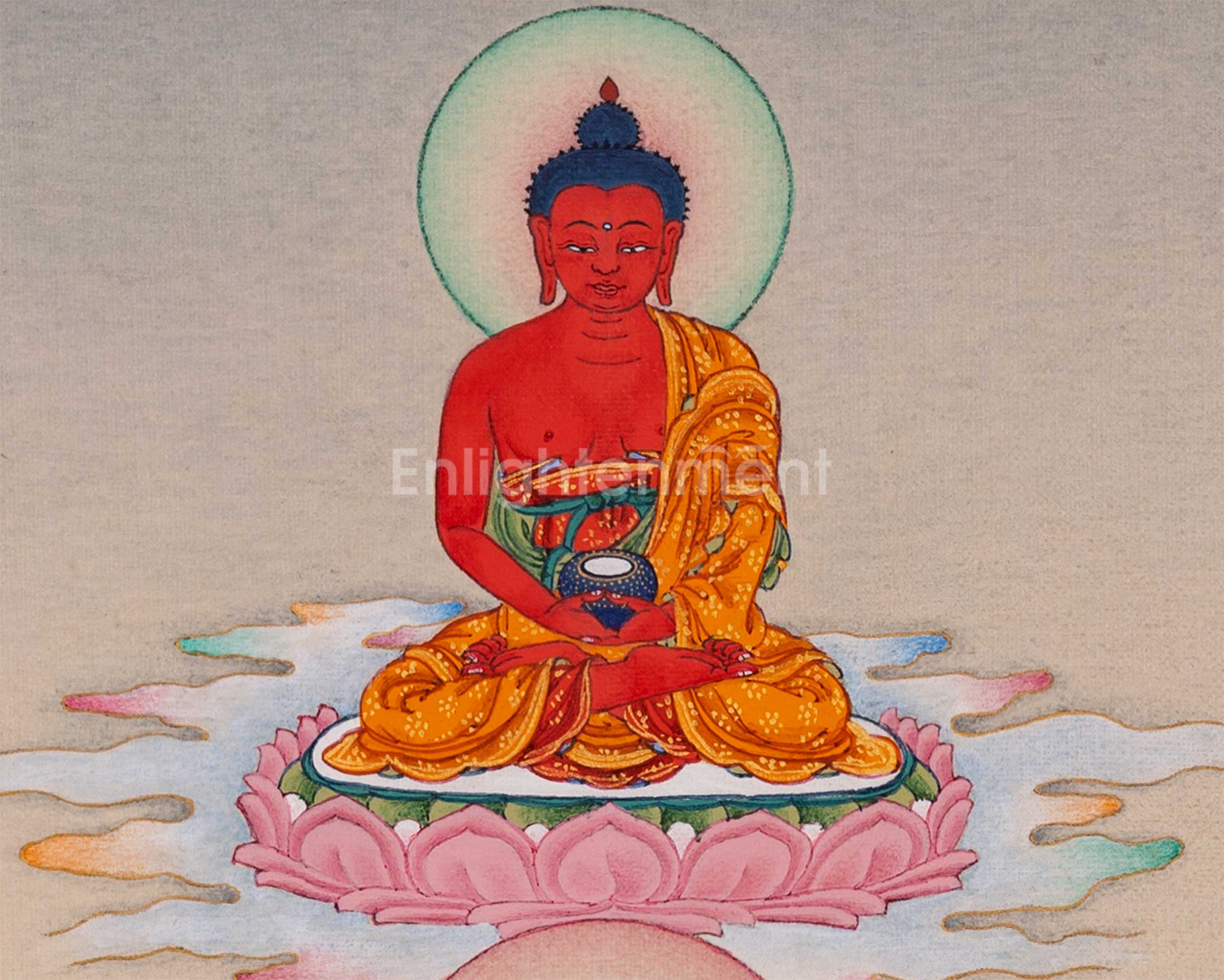 Guru Rinpoche with Chenrezig and Amitabha Buddha Thangka