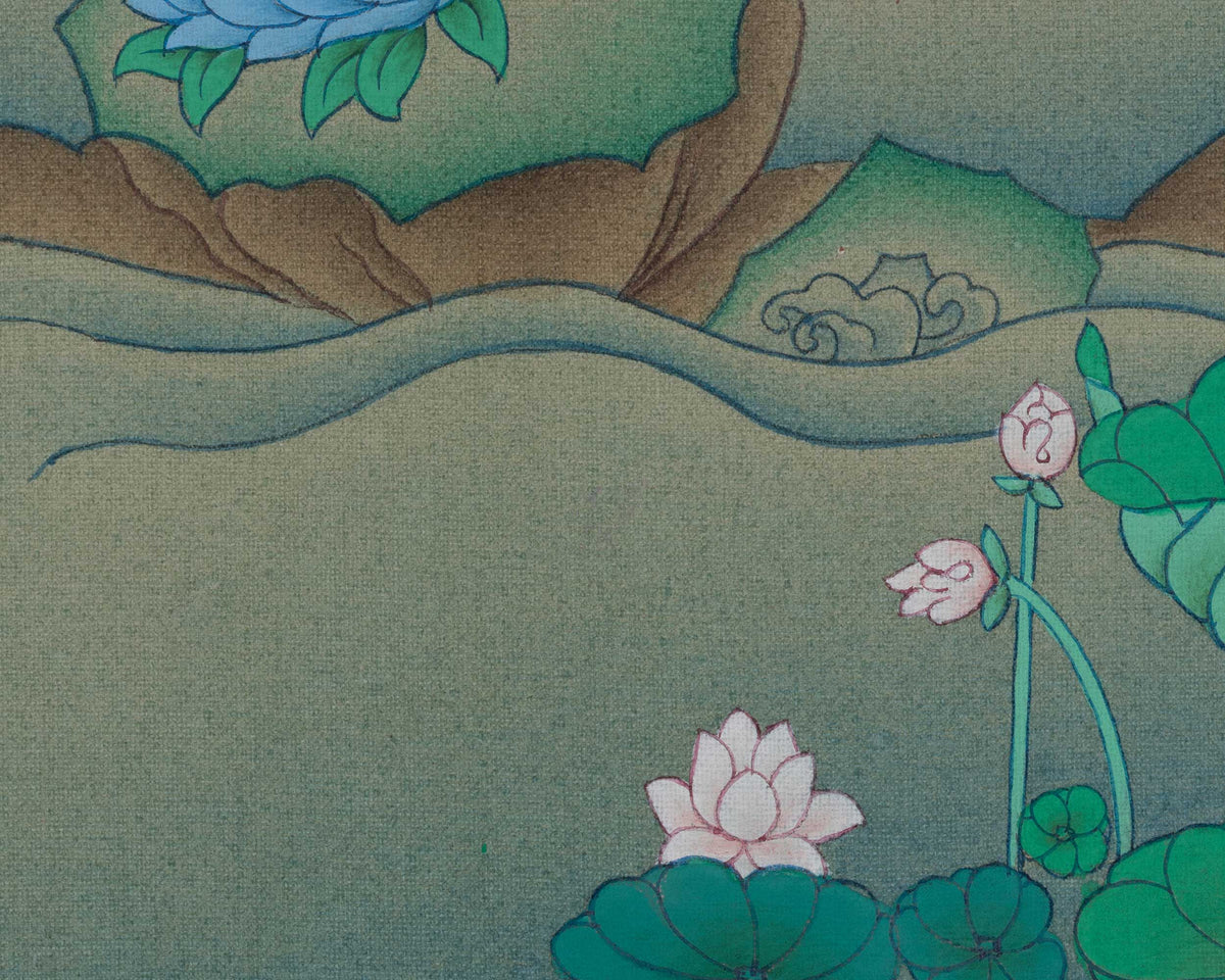 Green Tara Traditional Art | Shyama Tara | Buddhist Painting of Compassion and Protection