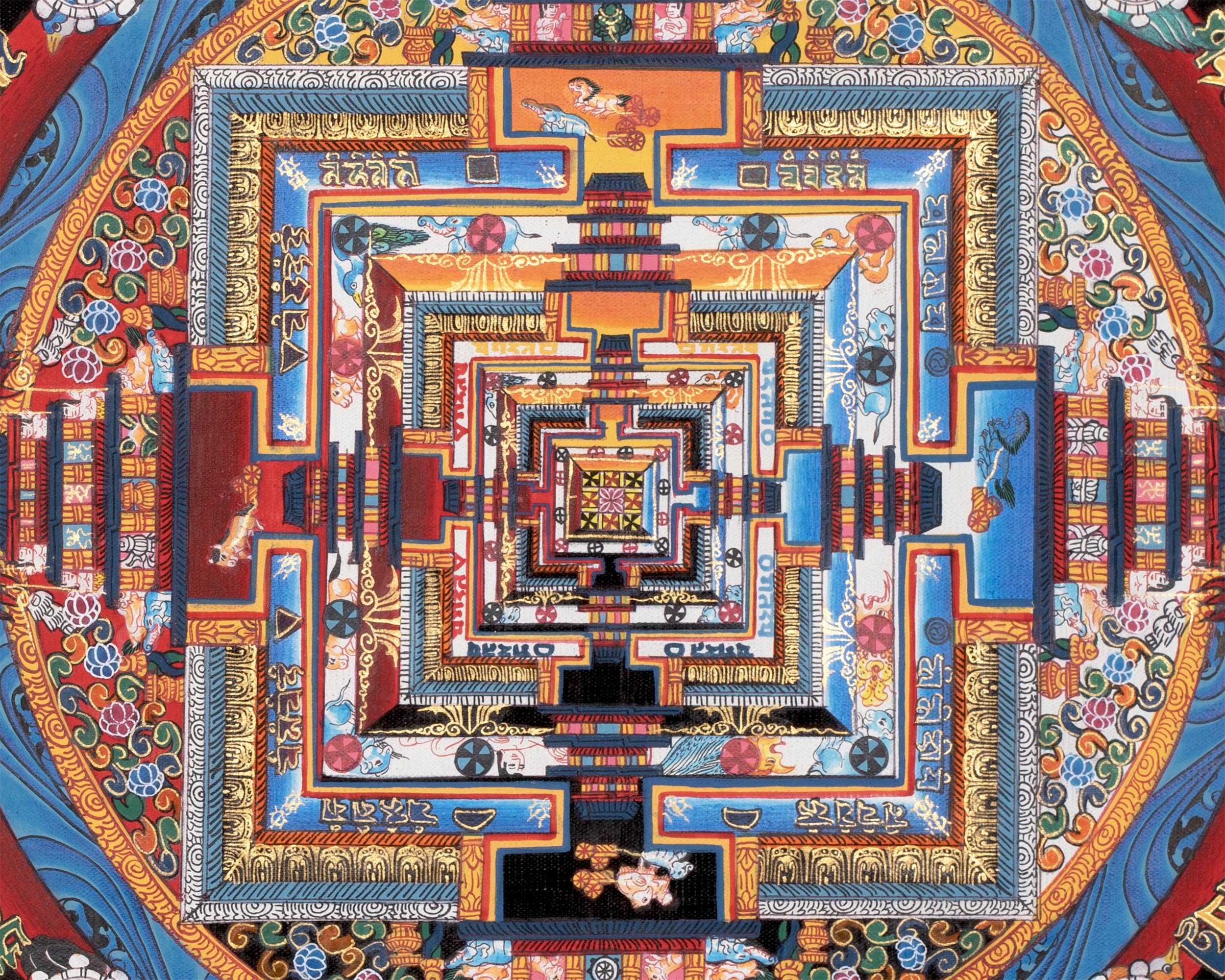 Religious Kalchakra Mandala | Thangka Art From Nepal | Wall Decors