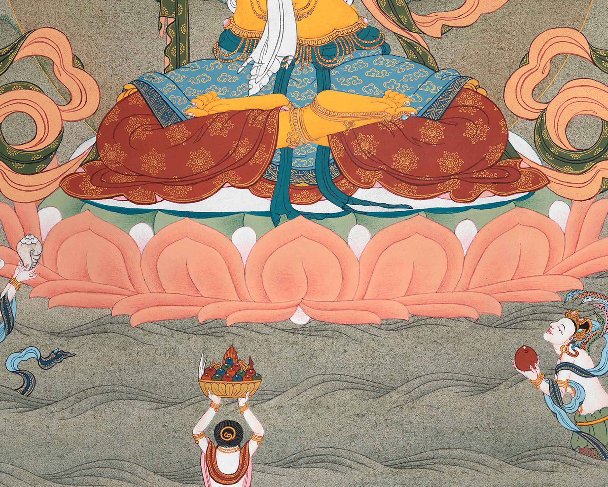 Tibetan Buddhism Manjushree Artwork | Hand Painted Sacred Thangka Painting