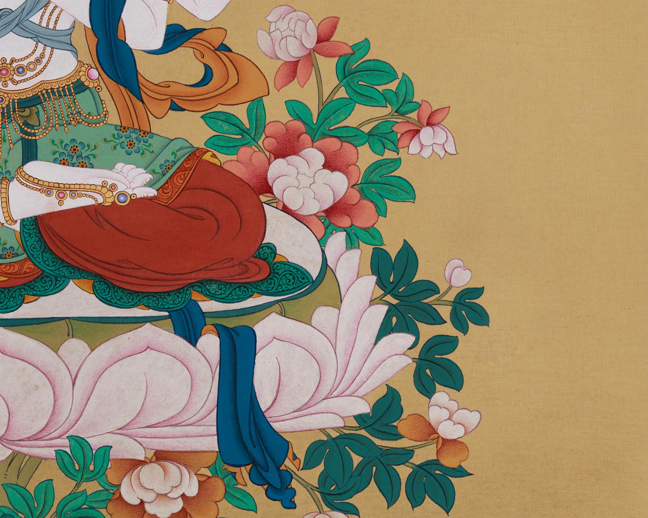 4-Armed Bodhisattva Chenrezig | Premium Thangka of Compassion | LHASA Stone