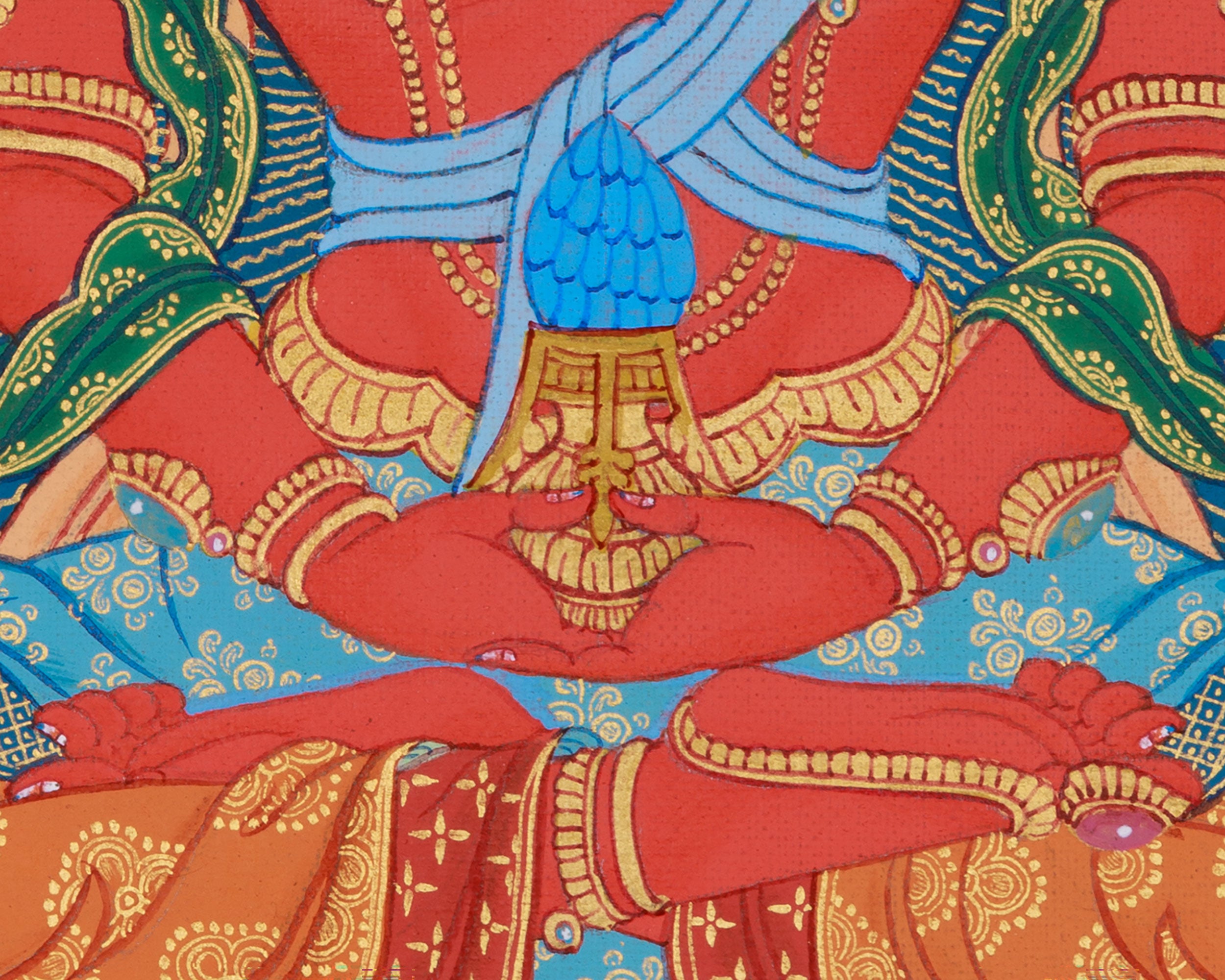 Radiant Red Buddha Amitayus Thangka | Enlightened One Bestowing Longevity & Peace