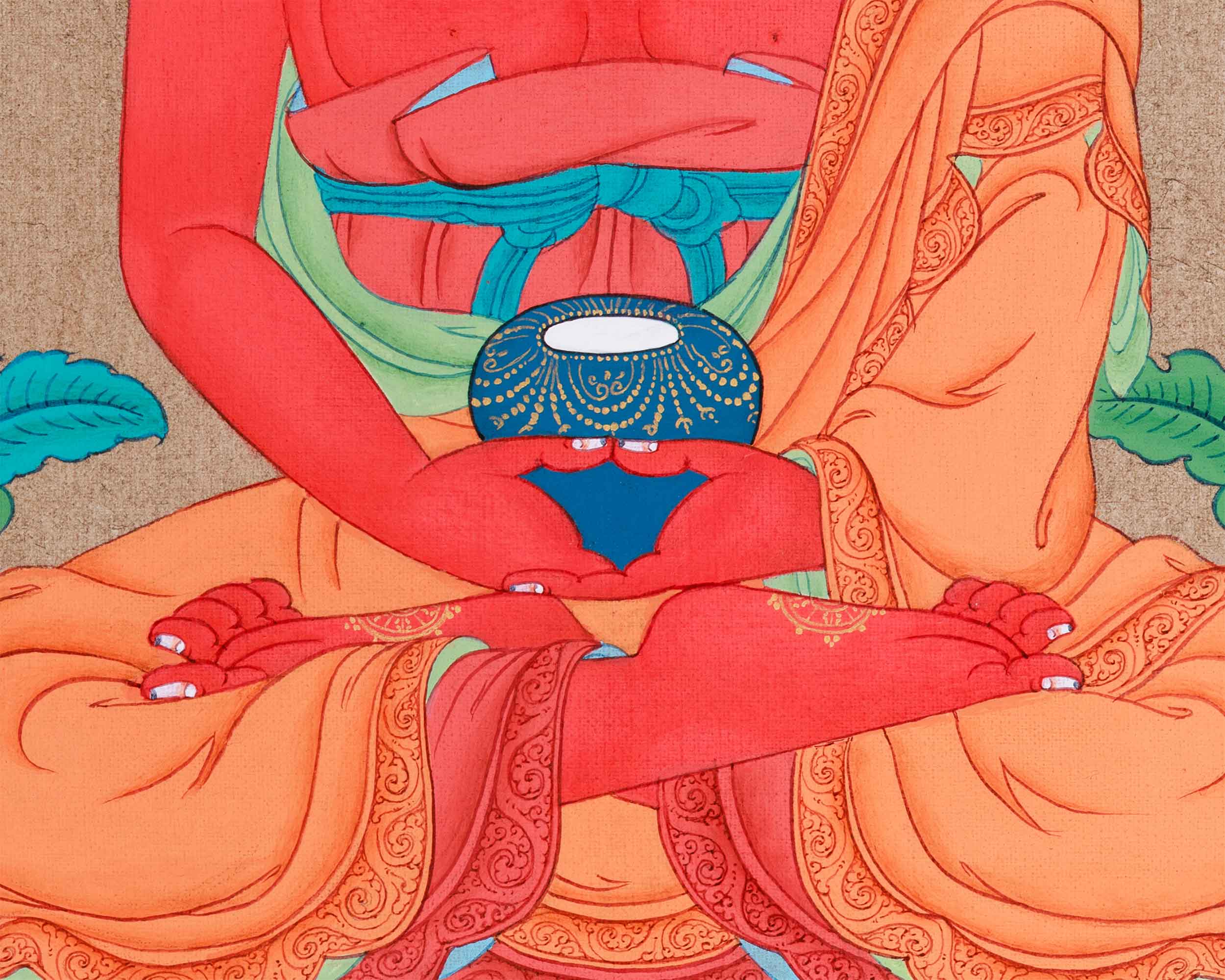 Red Amitabha Buddha Thangka | Pure Land Meditation Art | Tibetan Buddhist Decor