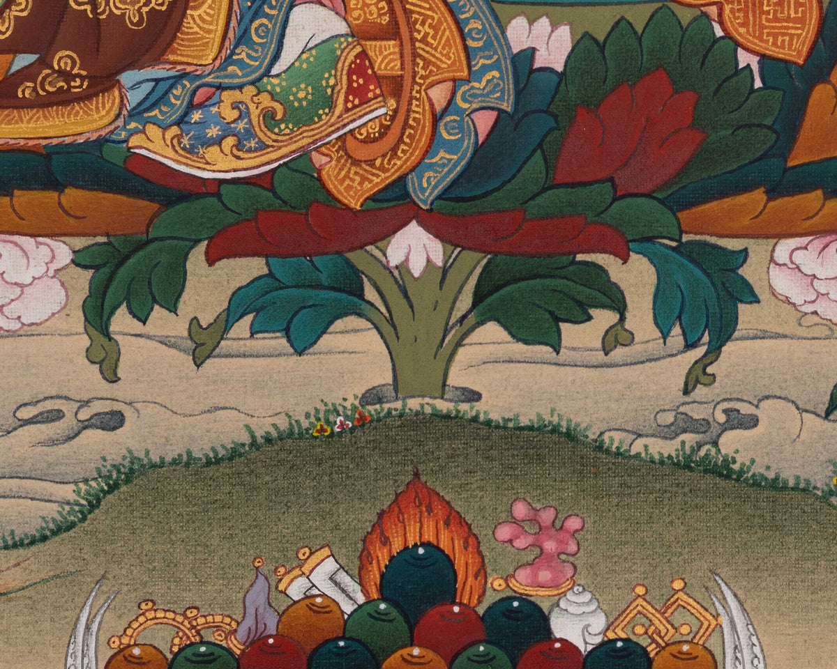 Guru Rinpoche Thangka Painting | Lotus-Born Master | Vajrayana Buddhism