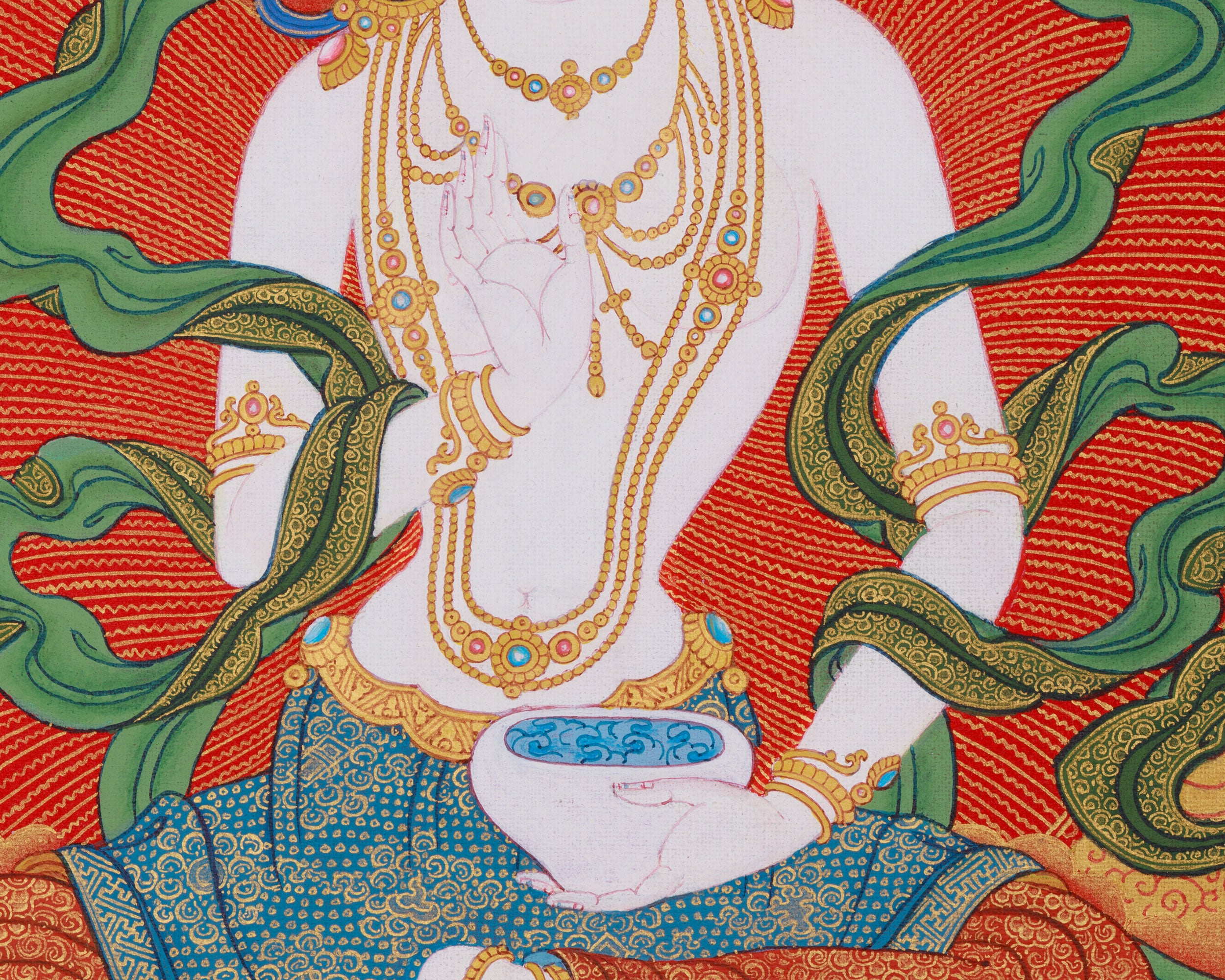 Radiant Gold Yeshe Tsogyal Thangka | Dakini of Buddhism