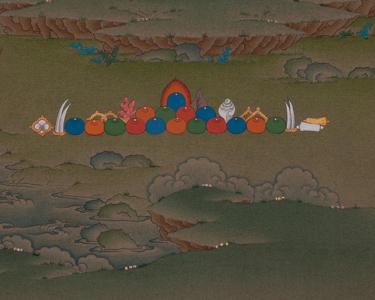 Chenrezig With Manjushri And Vajrapani Thangka | Buddhist Three Bodhisattvas Artwork