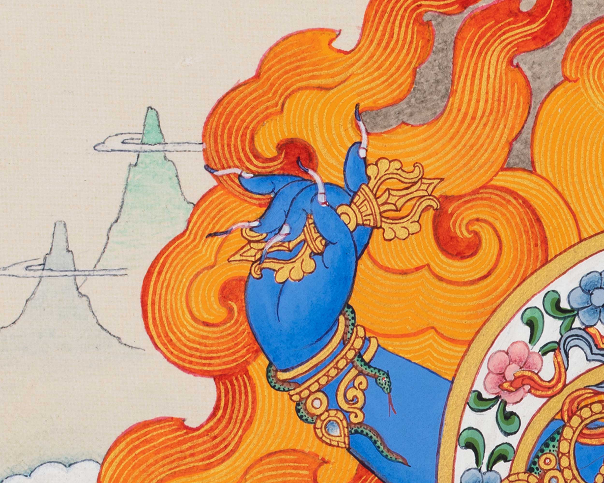 Buddhist Deity Vajrapani Thangka | Vajrayana Wall Decor