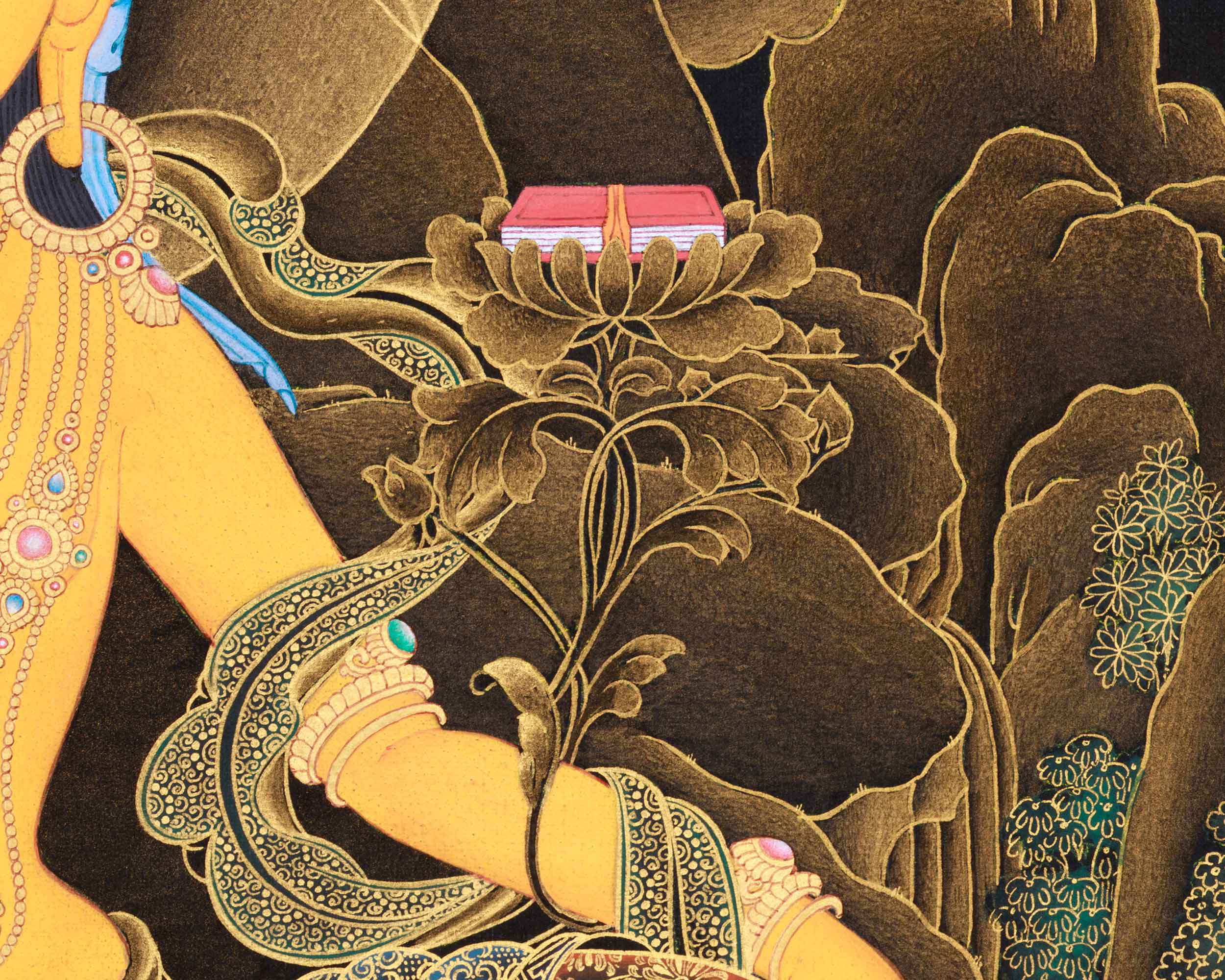 Hand Painted Manjushri Thangka for Home Decor | Traditional Tibetan Art