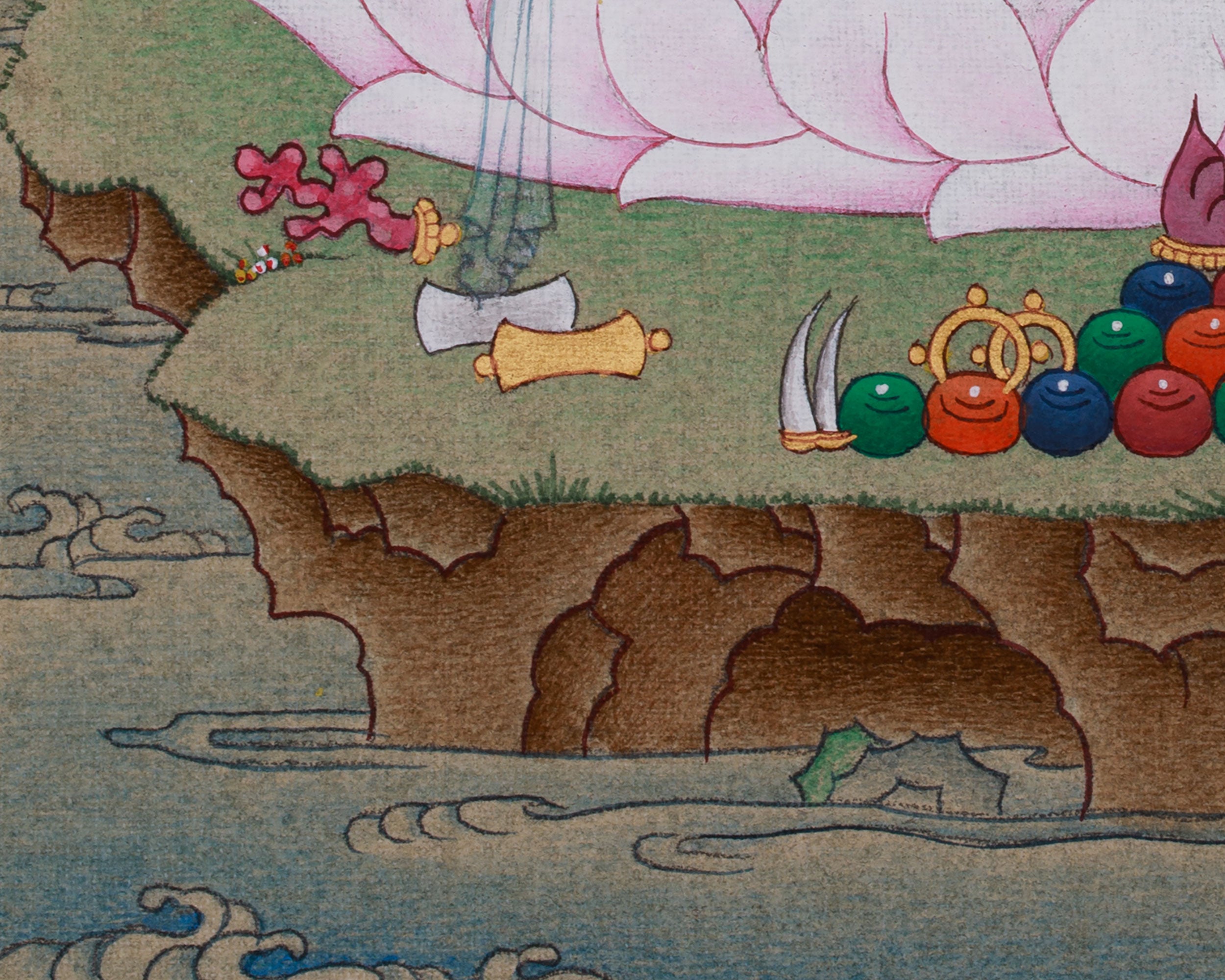 Hand-Painted Tibetan Chenrezig Thangka | Avalokiteshvara Compassionate Deity