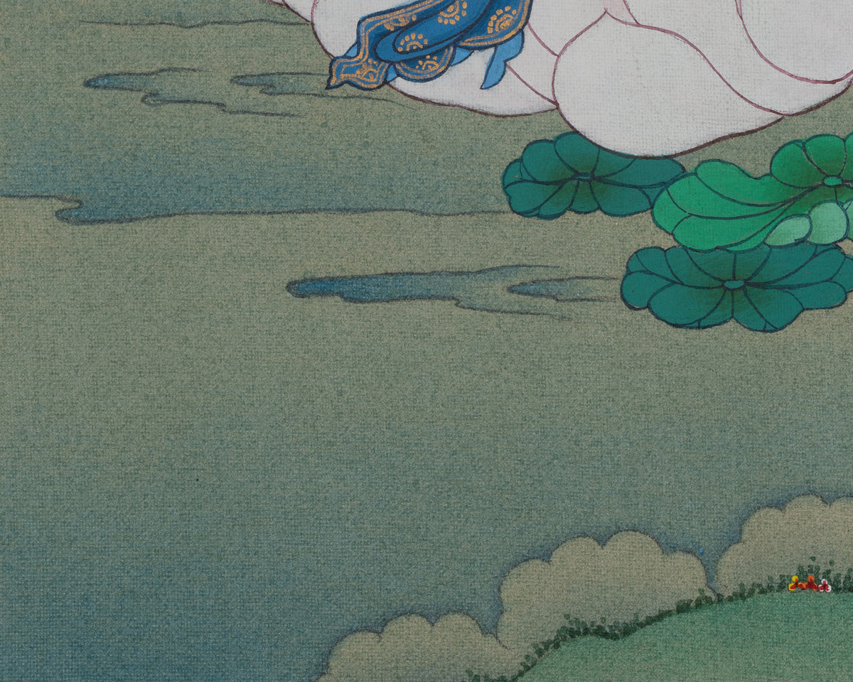 Manjushri Spiritual Artwork | A Sacred Thangka of Knowledge and Enlightenment