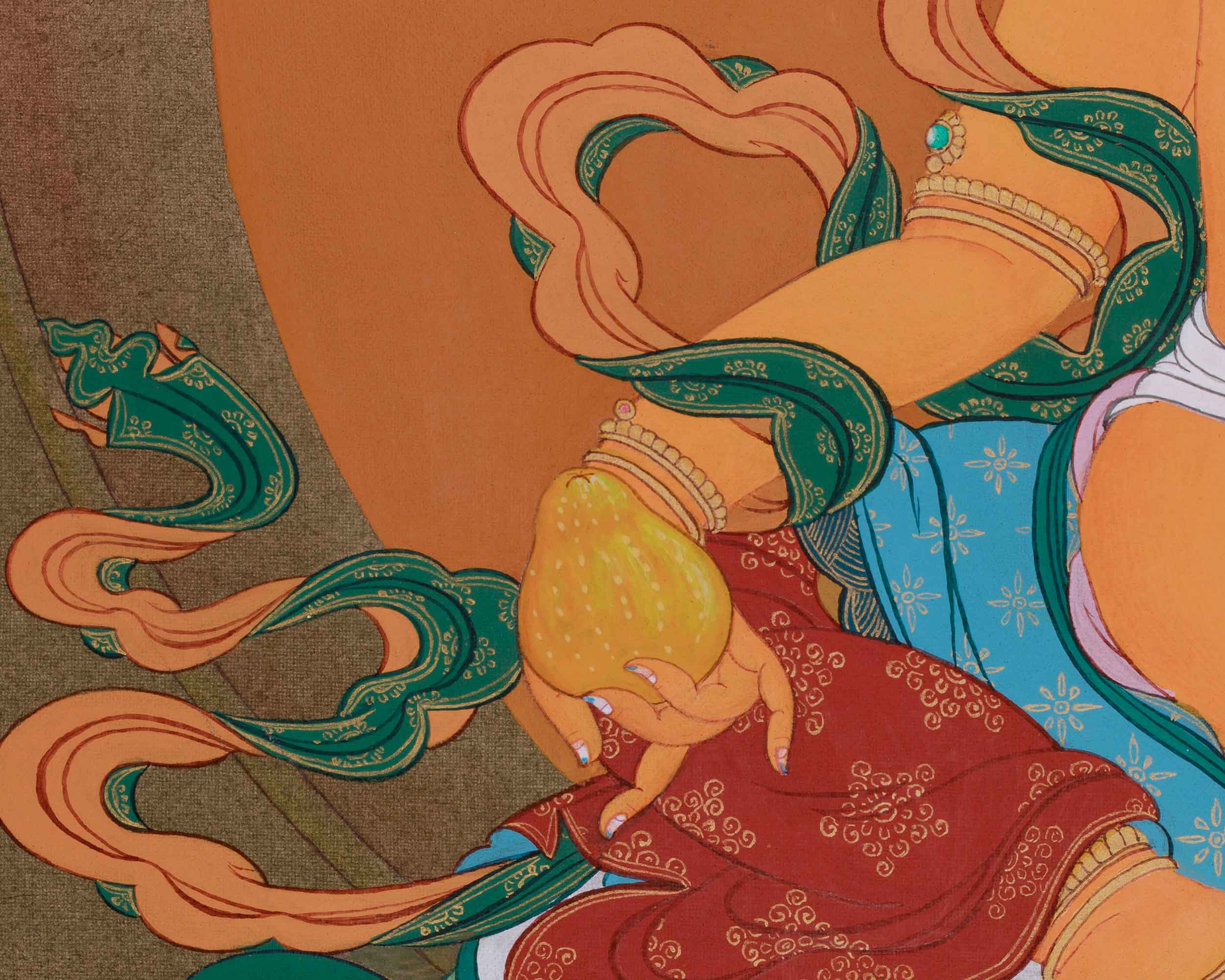 Tibetan Wealth Buddha, Dzambhala Thangka | Buddha of Abundance and Good Fortune