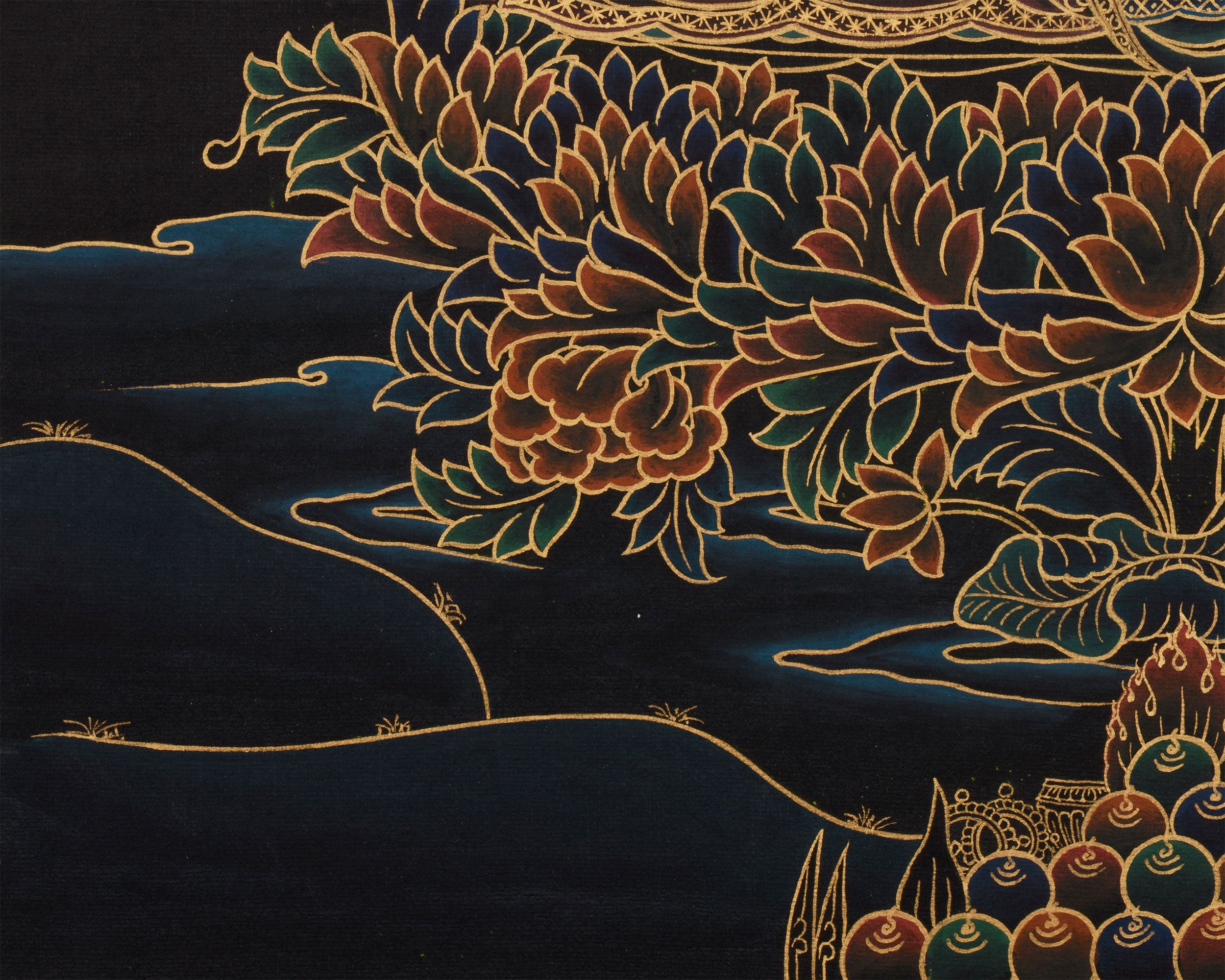 Peaceful Padmasambhava Painting | Embodying Wisdom and Serenity in Nakthang Style