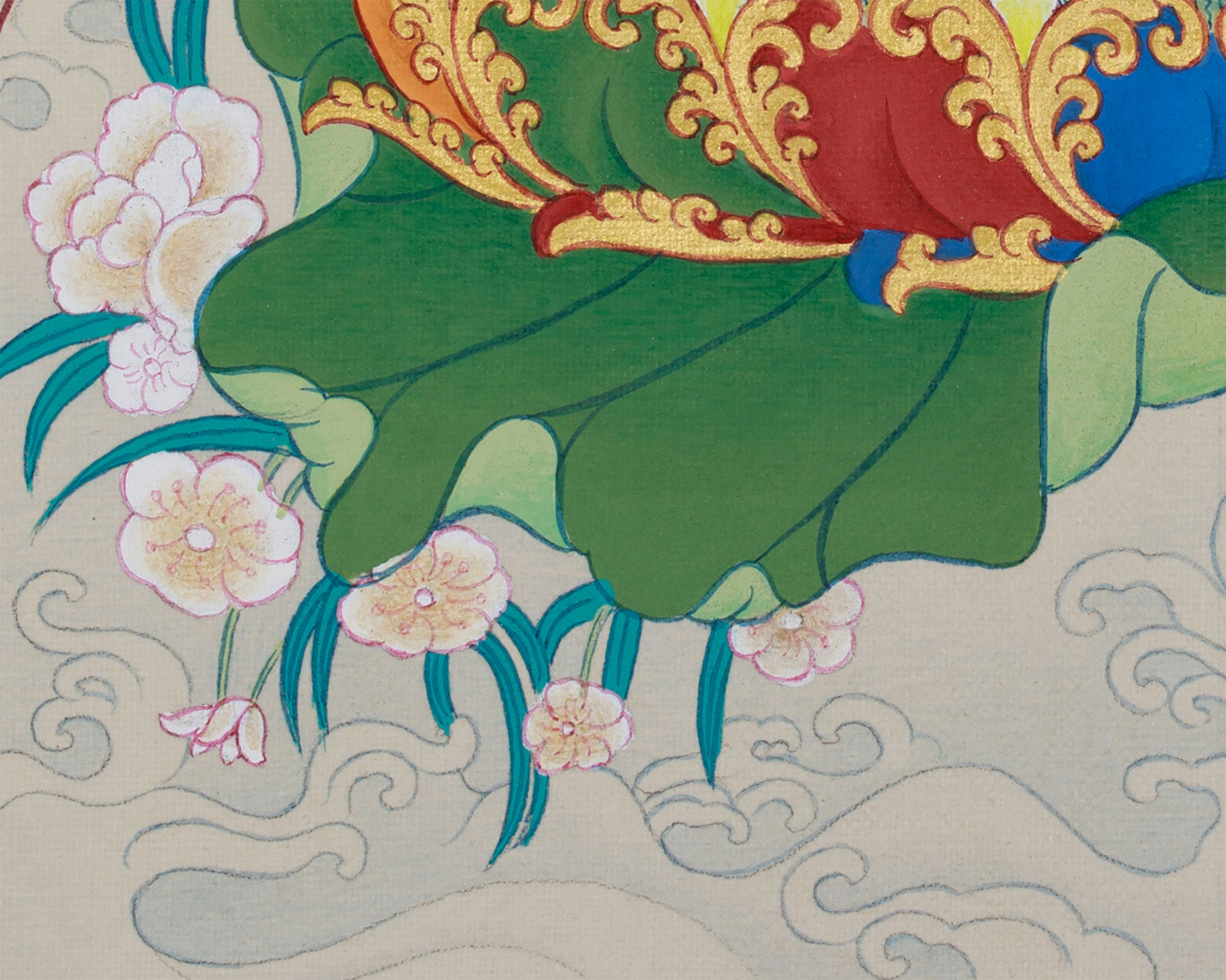 9-Inches Shakyamuni Buddha Thangka | Hand-Painted with Natural Stone Colors and 24K Gold