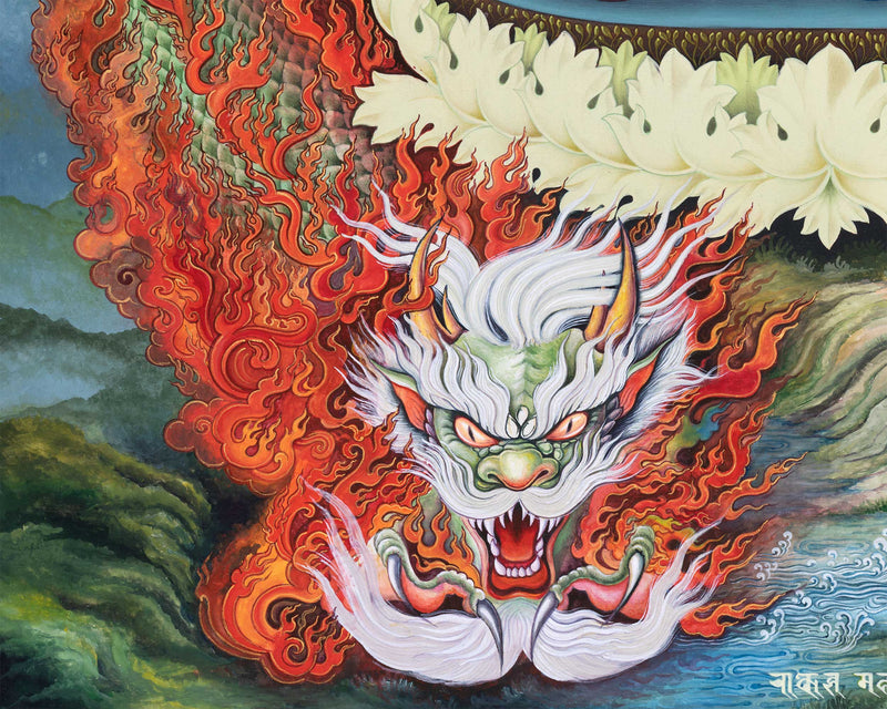 Manjushri Thangka Print | Tibetan Canvas Print | The Bodhisattva Of Wisdom
