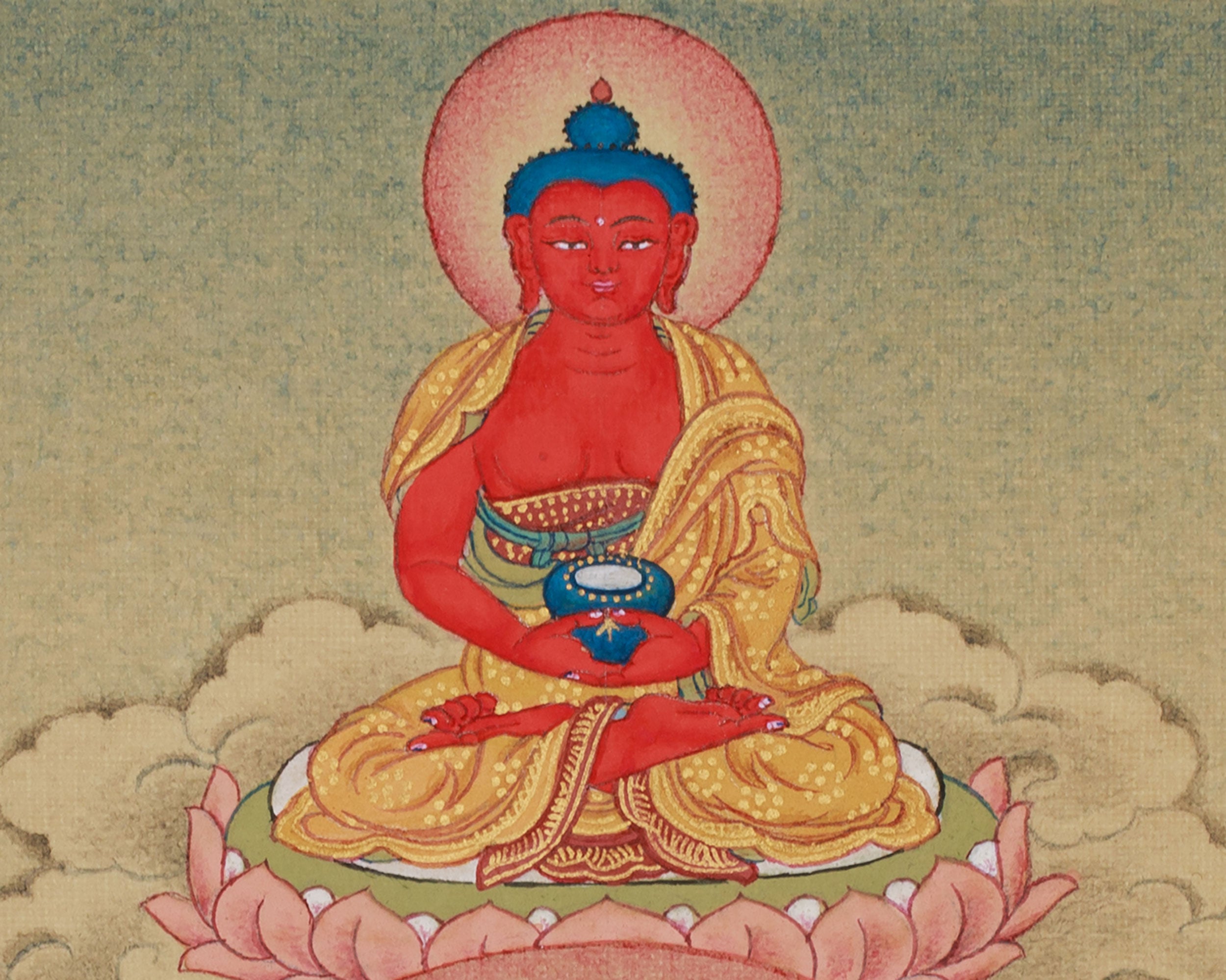 Guru Rinpoche With Amitabha Thangka | Spiritual Mastery and Wisdom