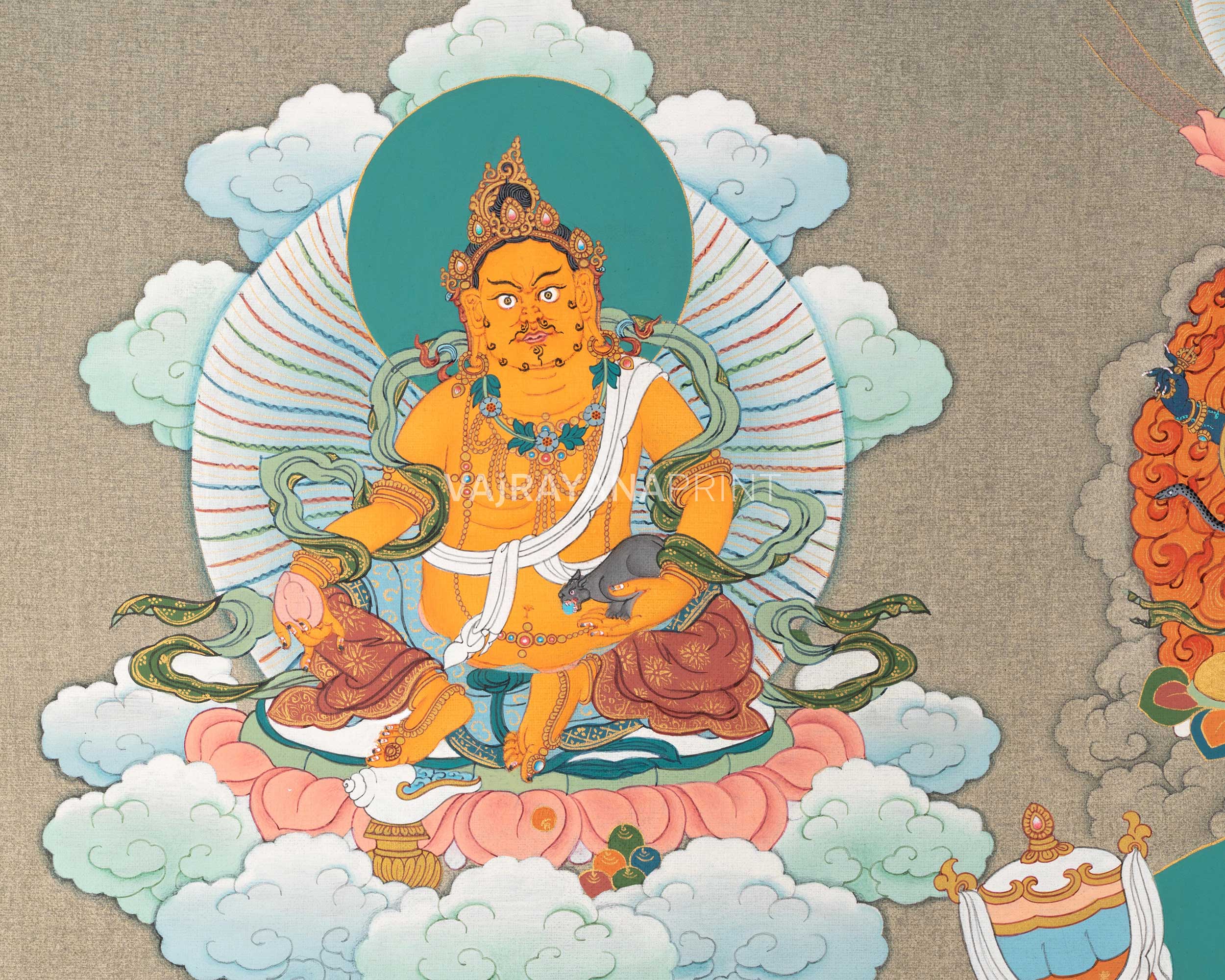 5 Jambhala Thangka Print | Buddhist Wealth Deity, Dzambhala | Prosperity and Success