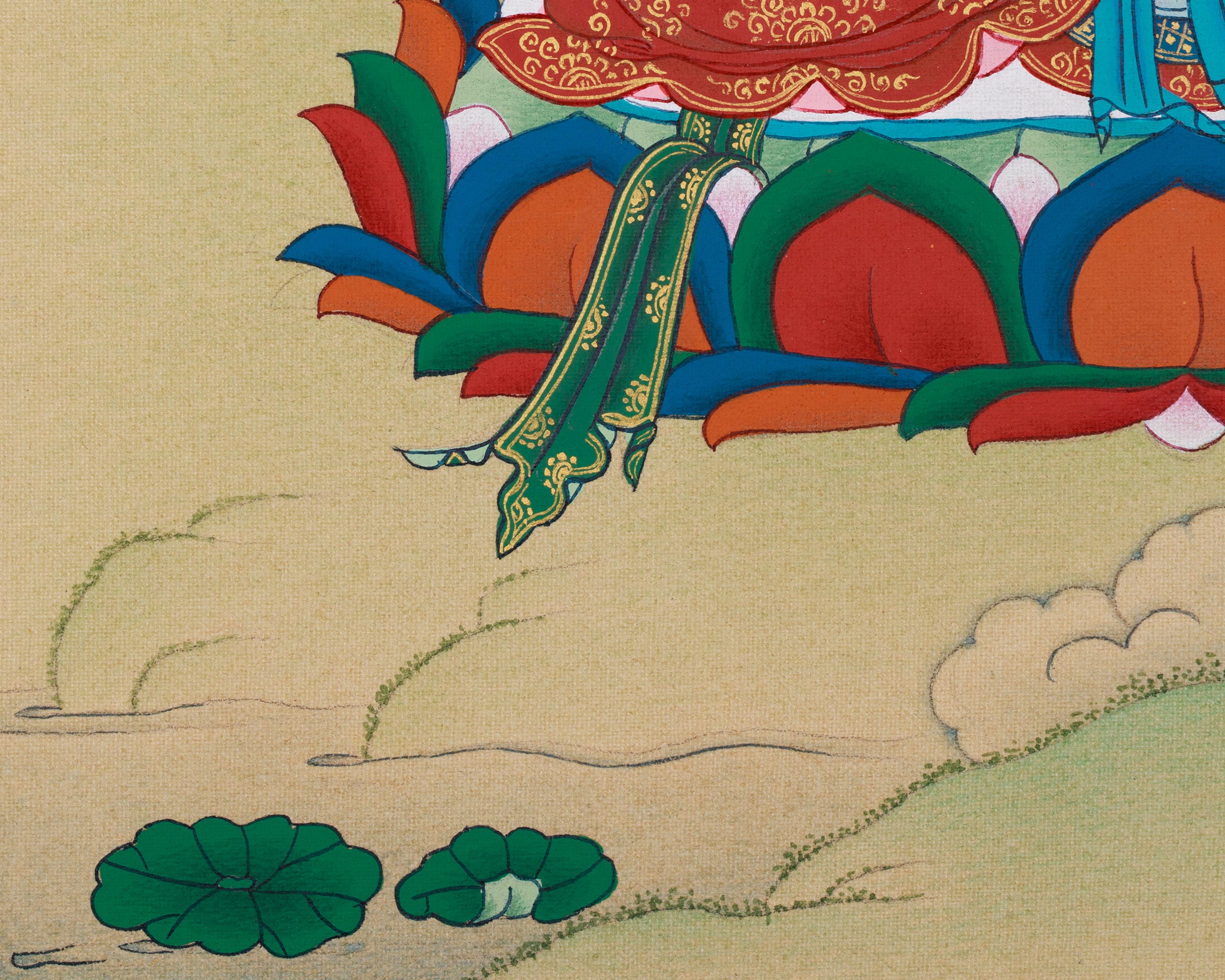 Traditional Bodhisattva, Manjushri Thangka | Tibetan Buddha of Wisdom