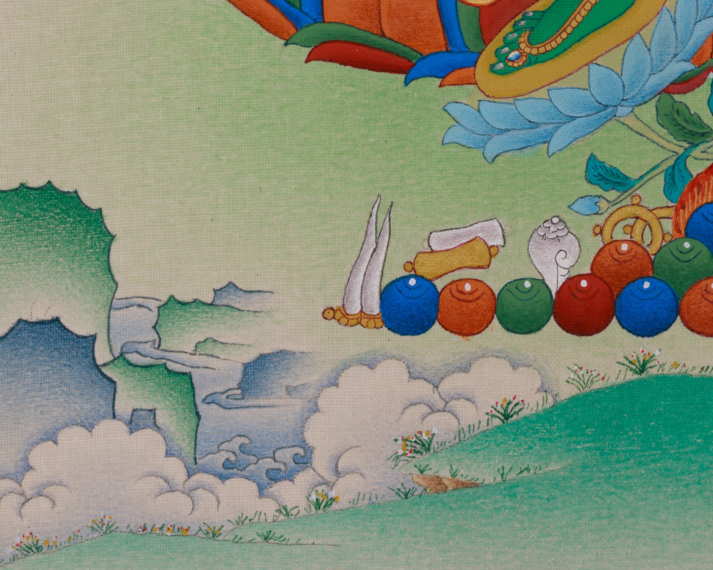 Peaceful Deity Green Tara Thangka | Enlightenment Goddess