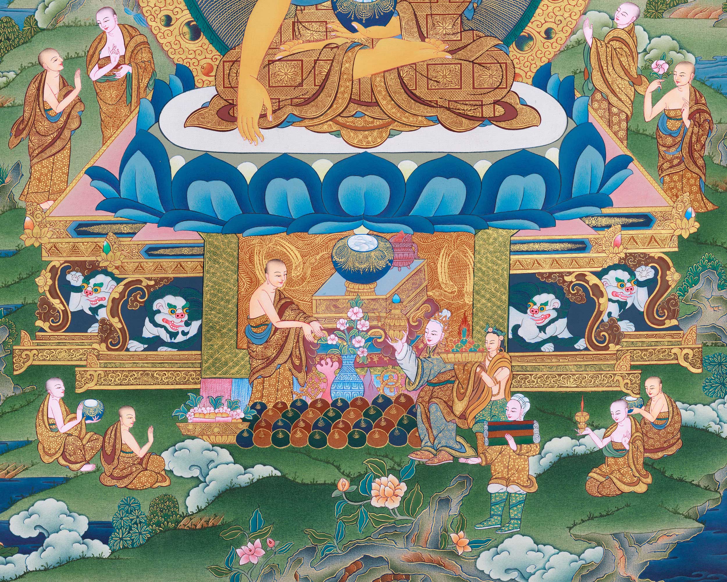 Gautam Buddha Acrylic Painting Art | Traditional Tibetan Buddhist Thangka For Meditation