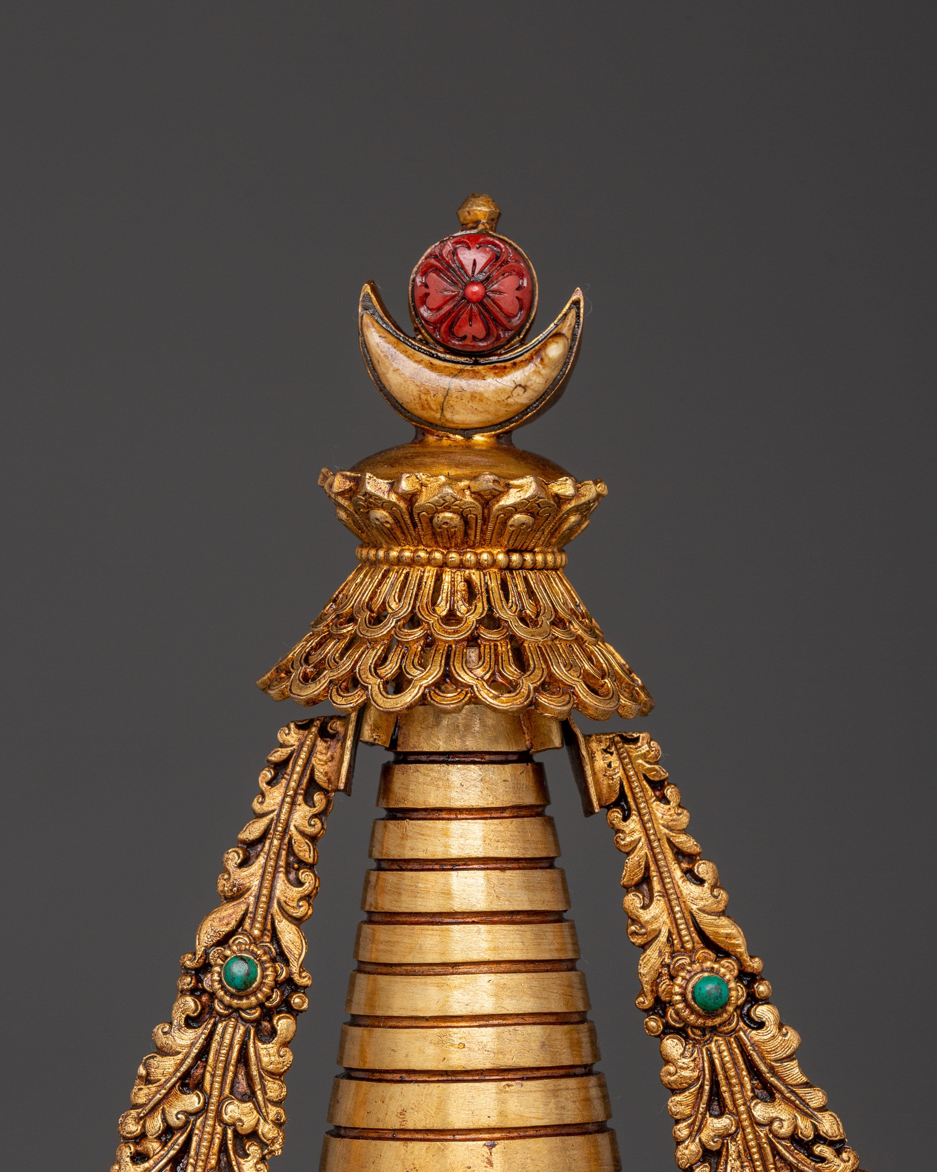 Spiritual Meditation Stupa | Copper & Gold-Plated Tibetan Relic