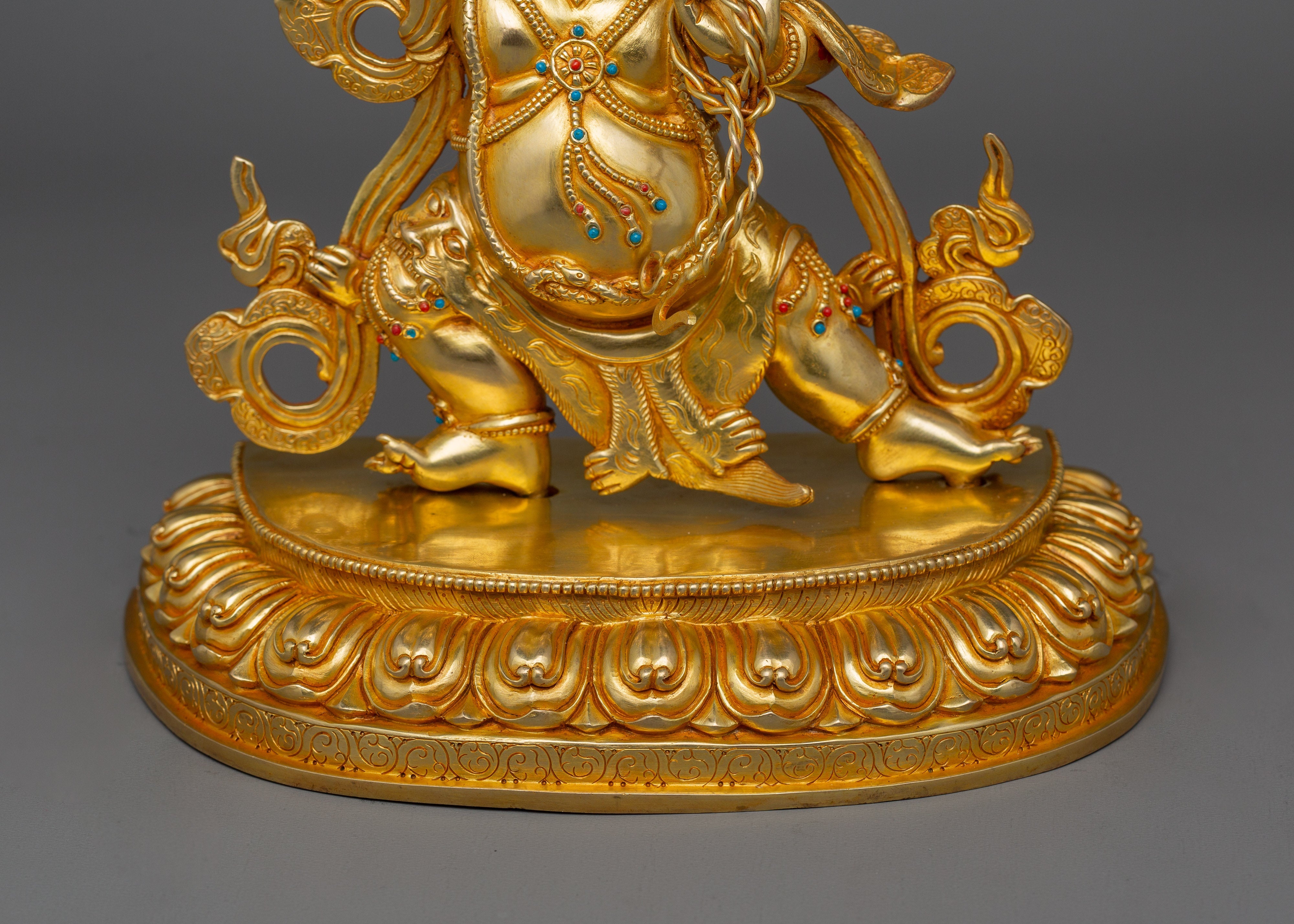 Divine Guardian Deity Vajrapani | 24K Gold Gilded Sculpture
