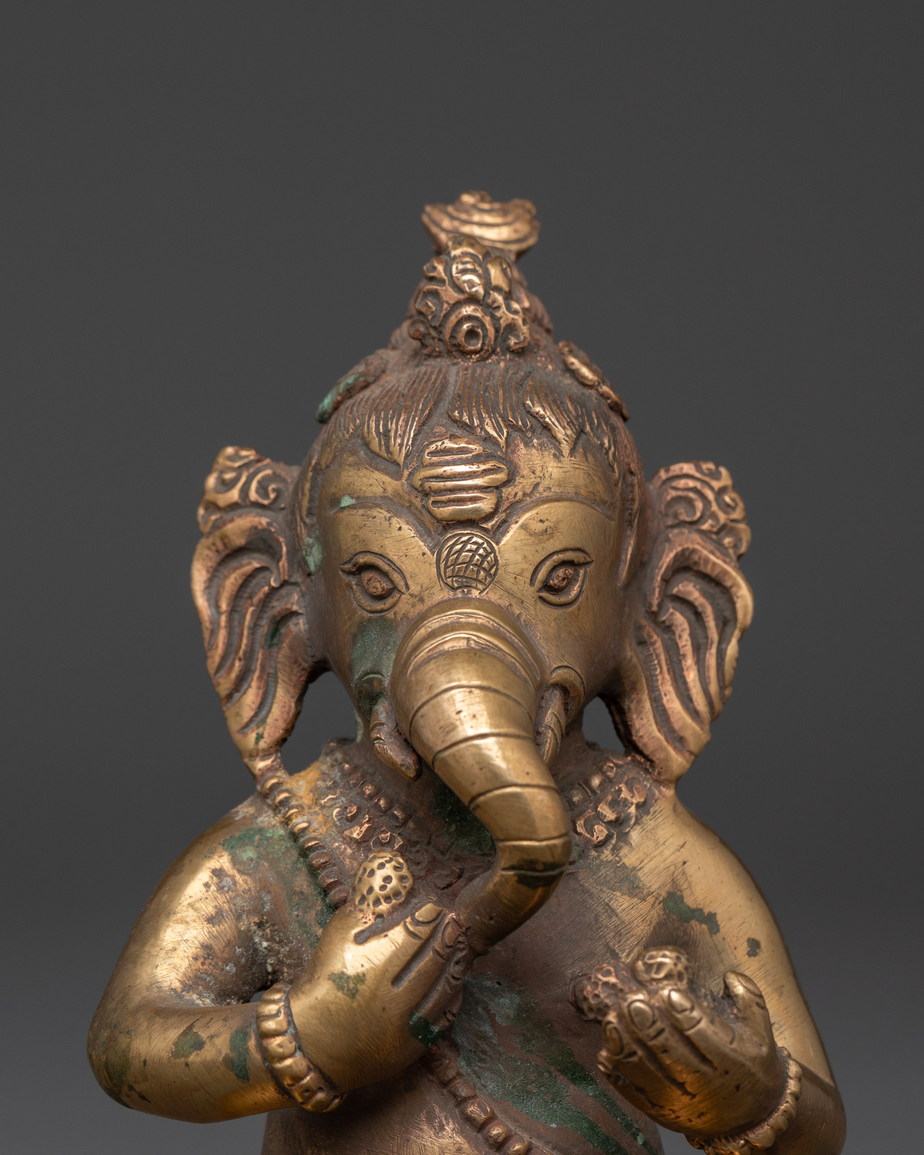 God of wisdom Ganesh figurine | 13cm, Brass Body