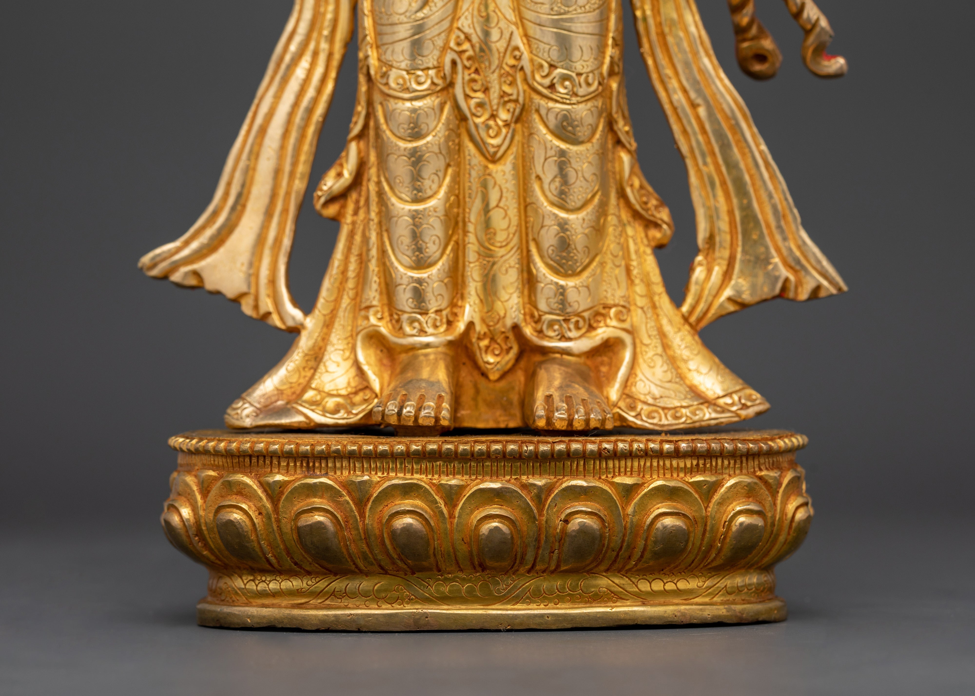 24K Gold Gilded Bodhisattva Dharma Decor | Symbol of Compassion and Enlightenment