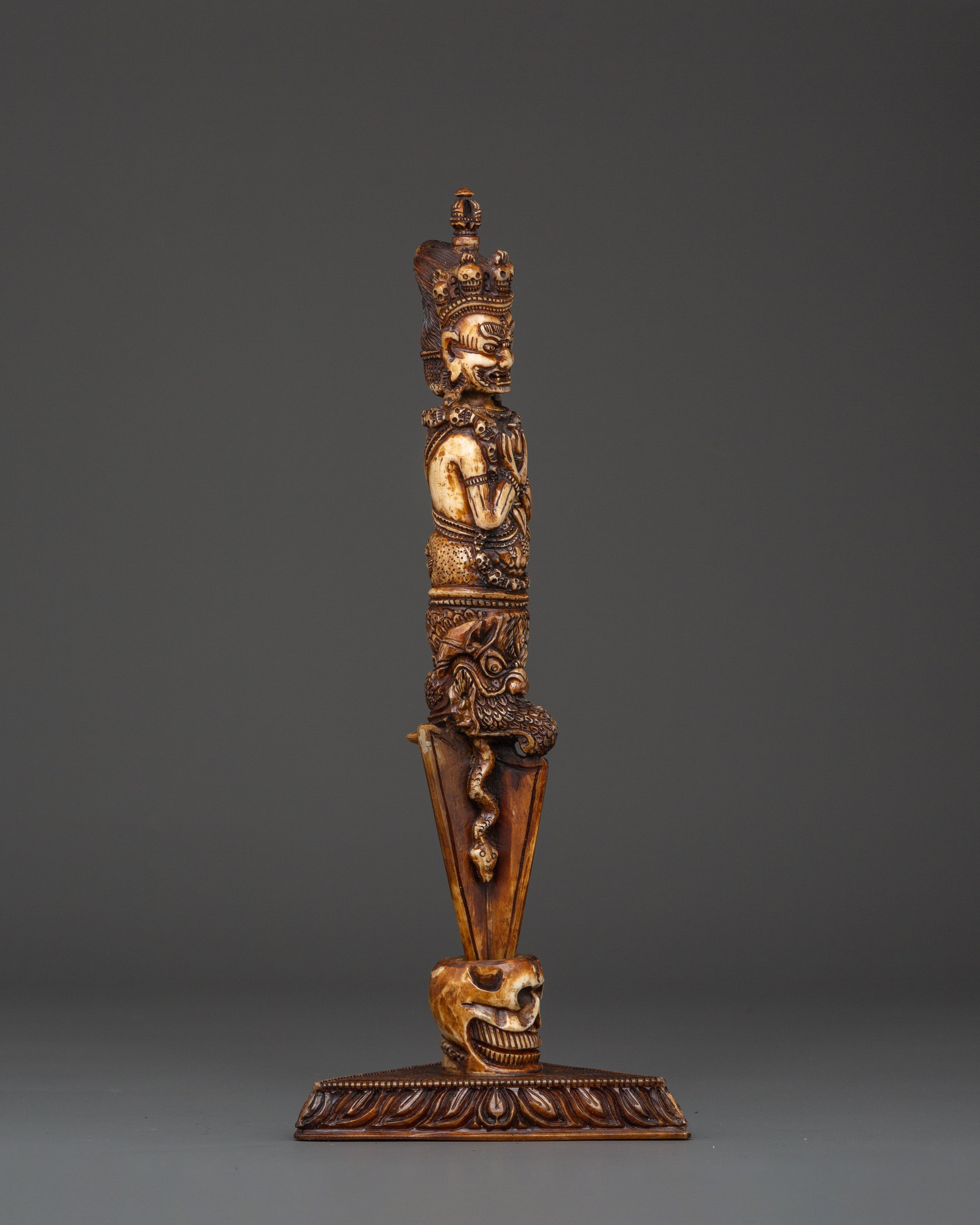 Handcrafted Vajrakila Buddhist Dagger | Ritual Phurba with Yak Bone