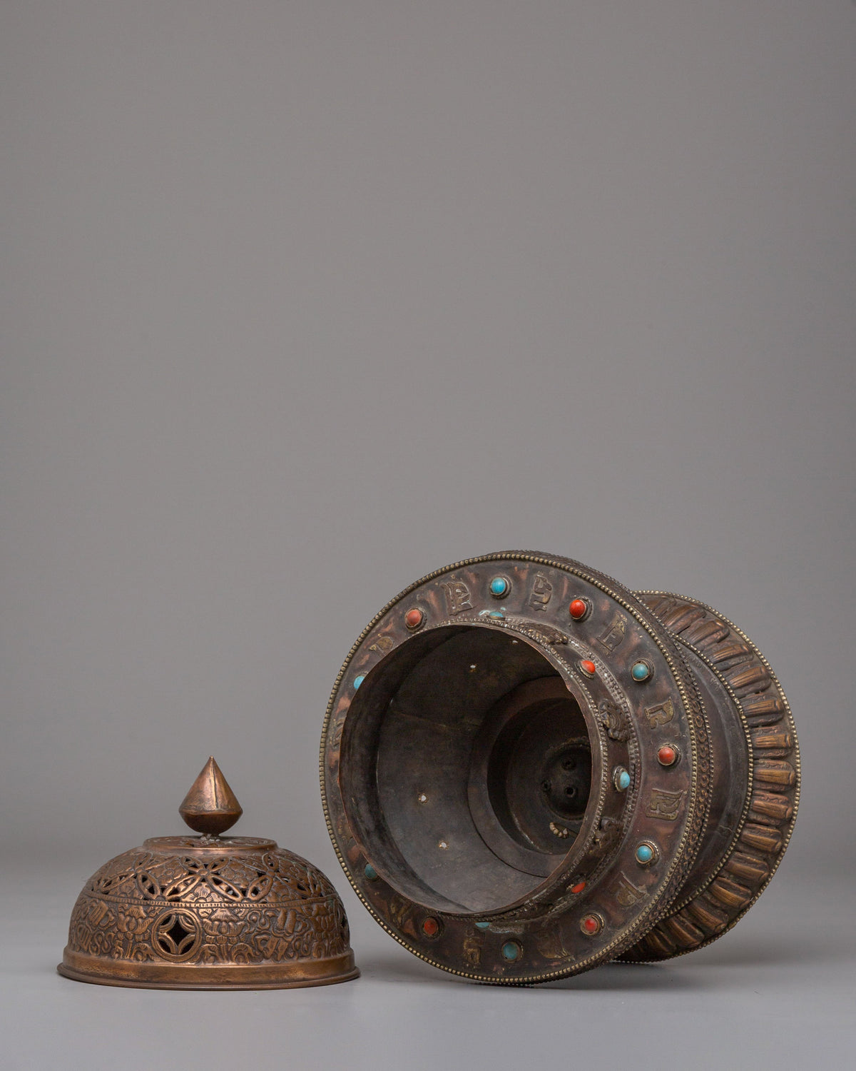 Incense Holder For Ritual | Copper Body With Gemstones