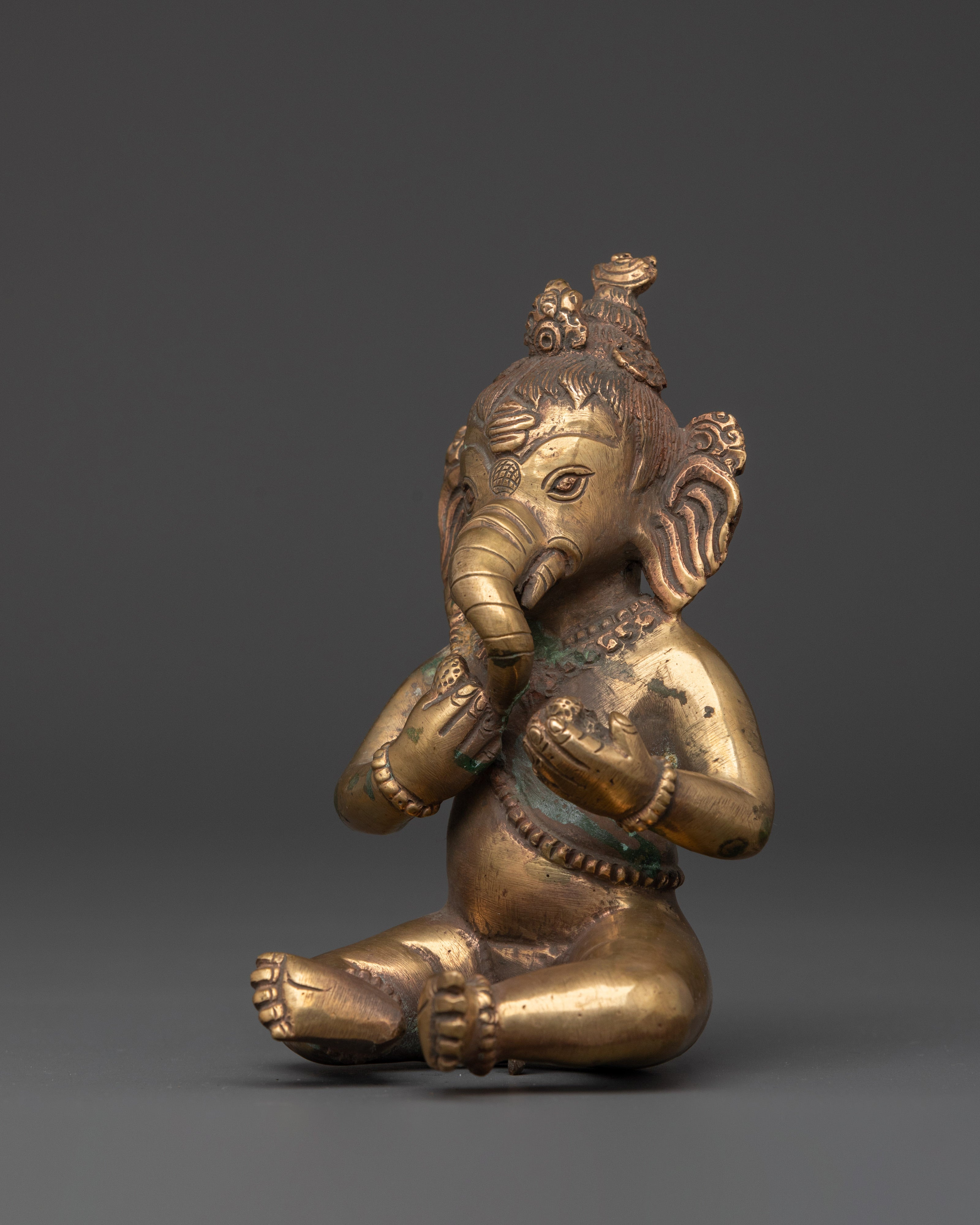 God of wisdom Ganesh figurine | 13cm, Brass Body