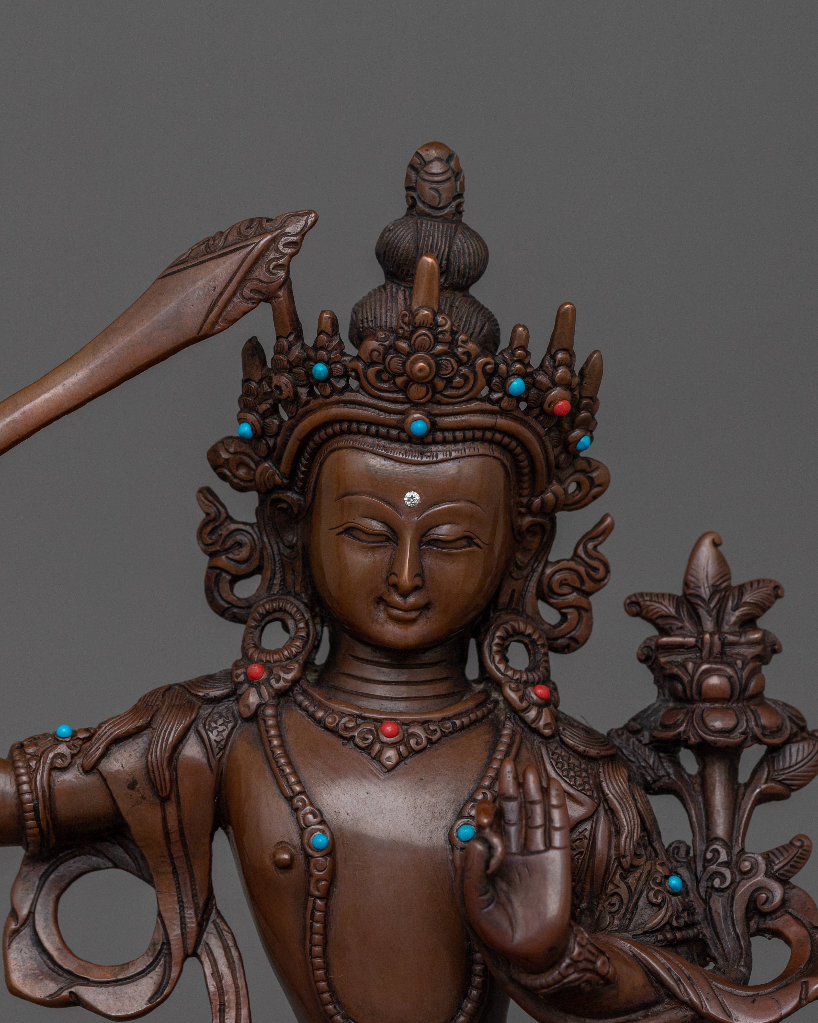 Handcrafted Figurine of Bodhisattva of Wisdom Manjushri | The Radiant Sword of Clarity