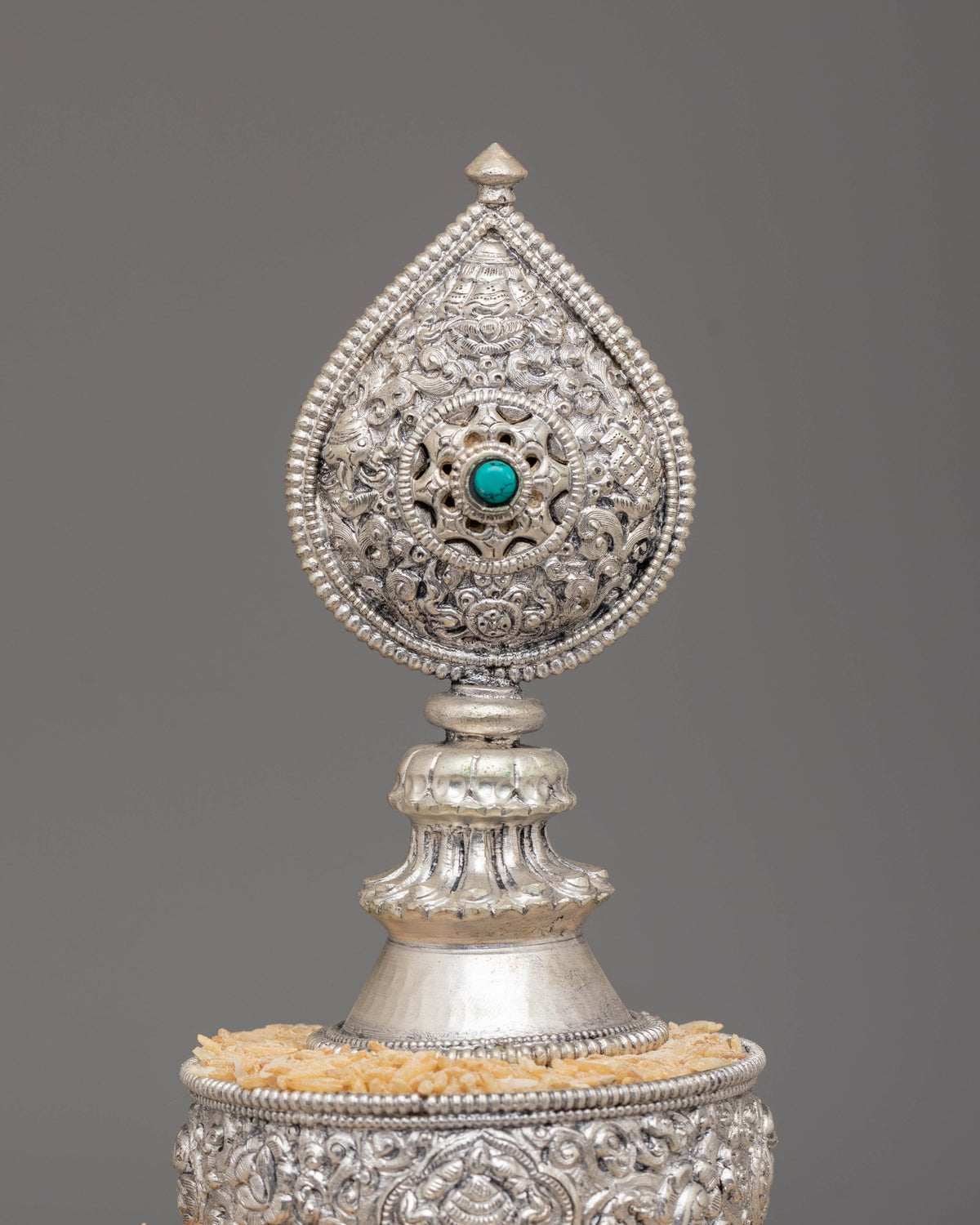 Traditional Tibetan Ritual Mandala | Silver Frame and Gemstones