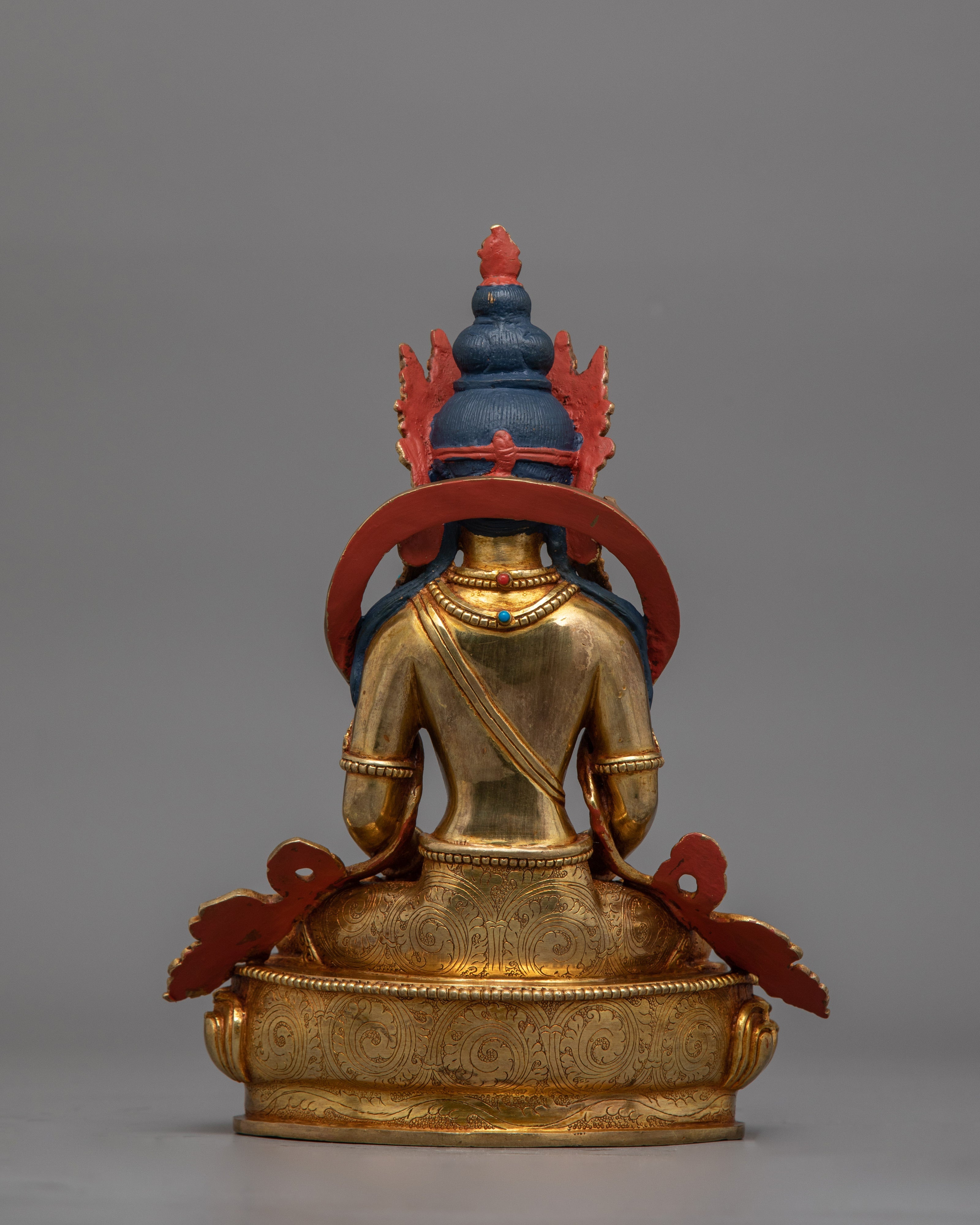 Meditating Deity Amitayus Figurine | Traditional Himalayan Artwork