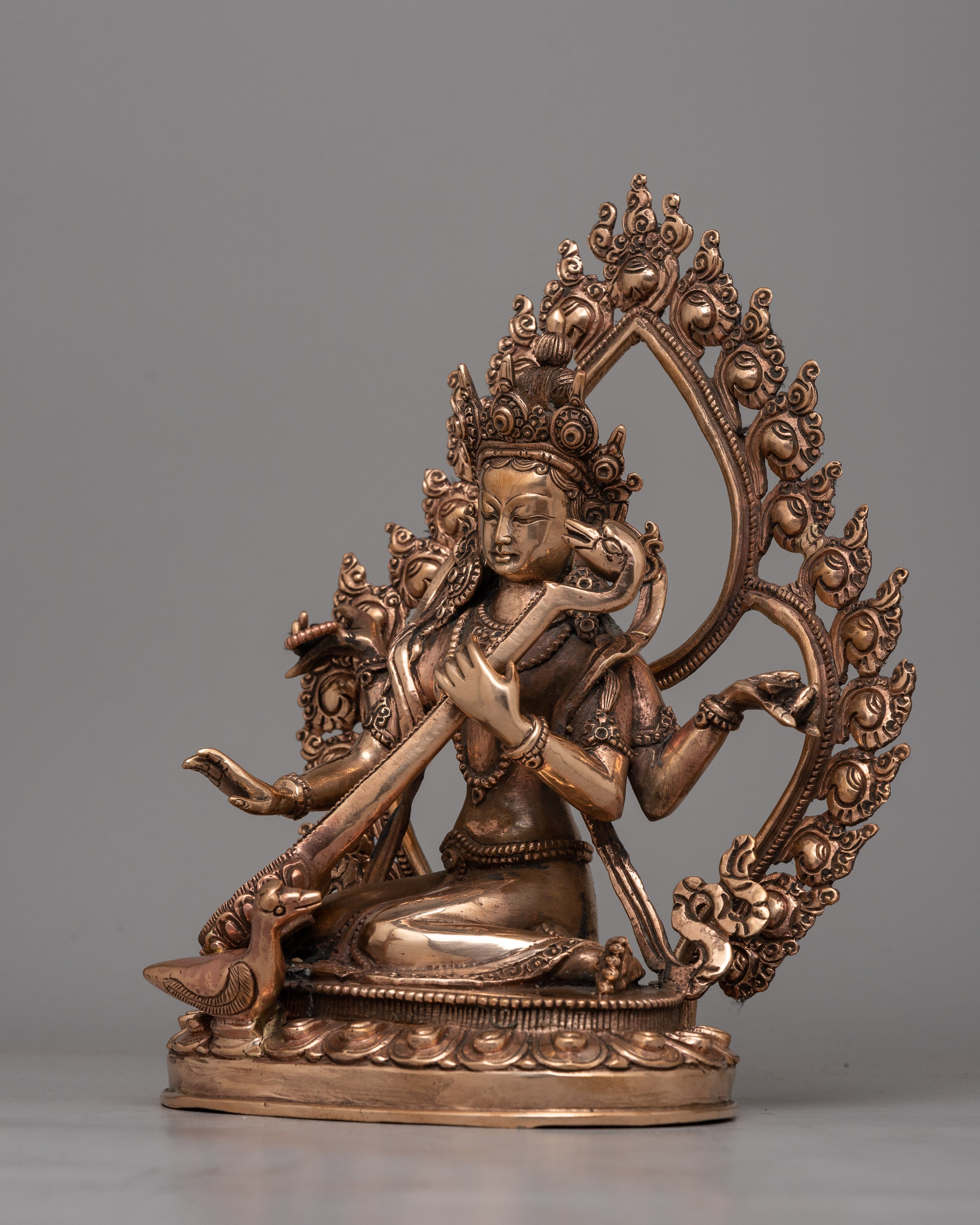 Devi Saraswati Statue | Handcrafted in Copper for Wisdom and Artistic Grace