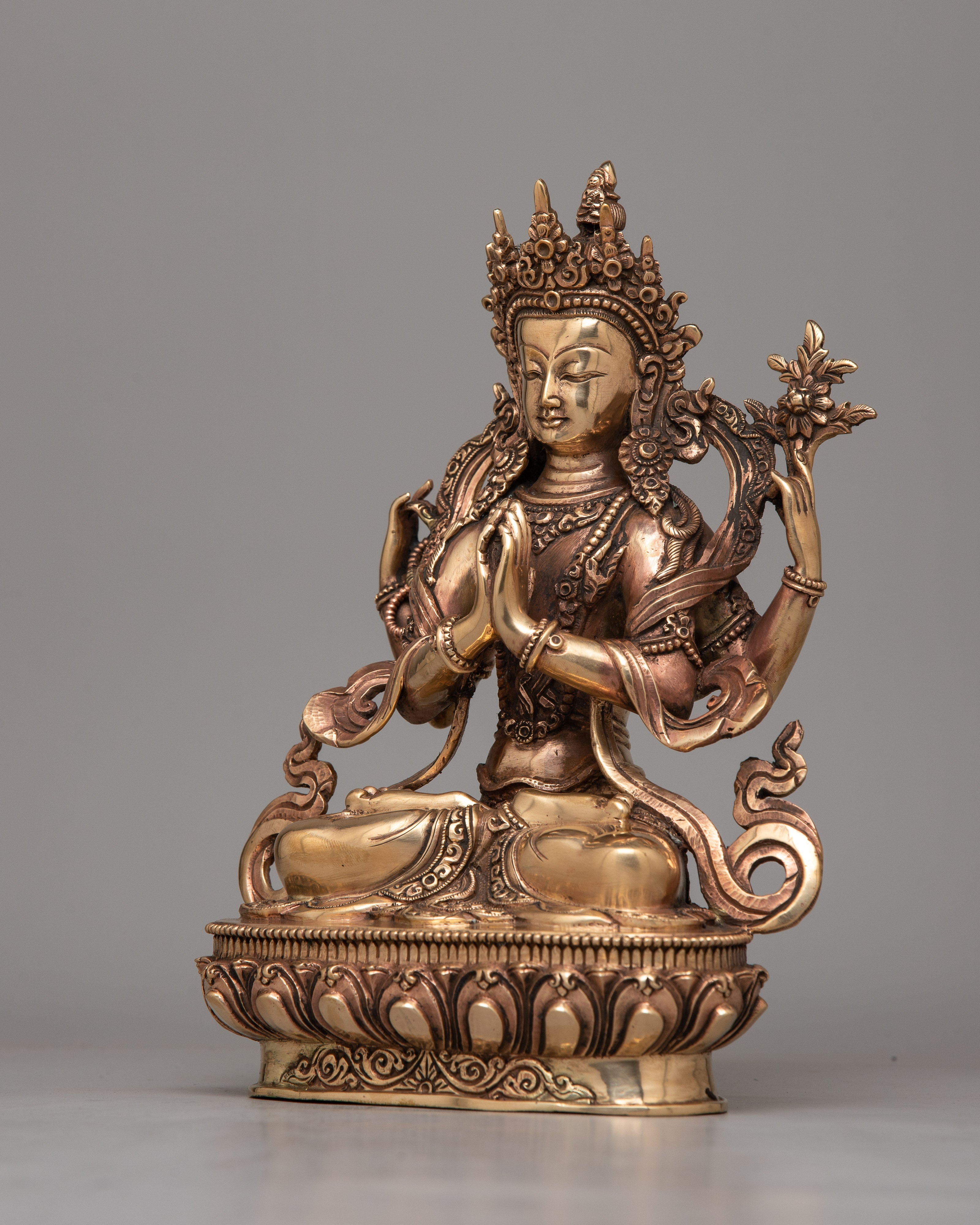 4 Armed Chenrezig Sadhana Statue | Enhancing Spiritual Practice and Devotion