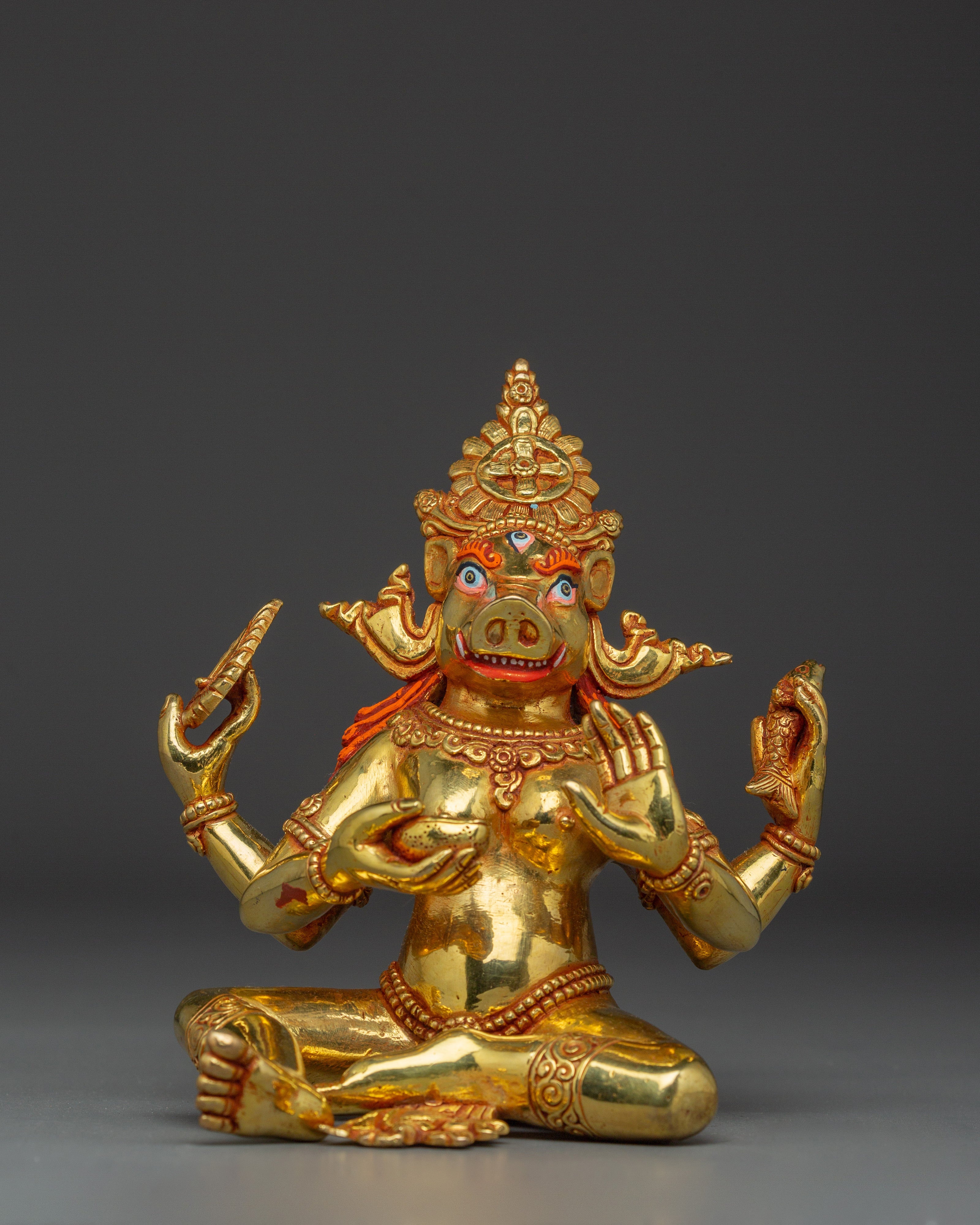 Handcrafted Four-Armed Varaha Statue | Hindu Vishnu Boar Avatar