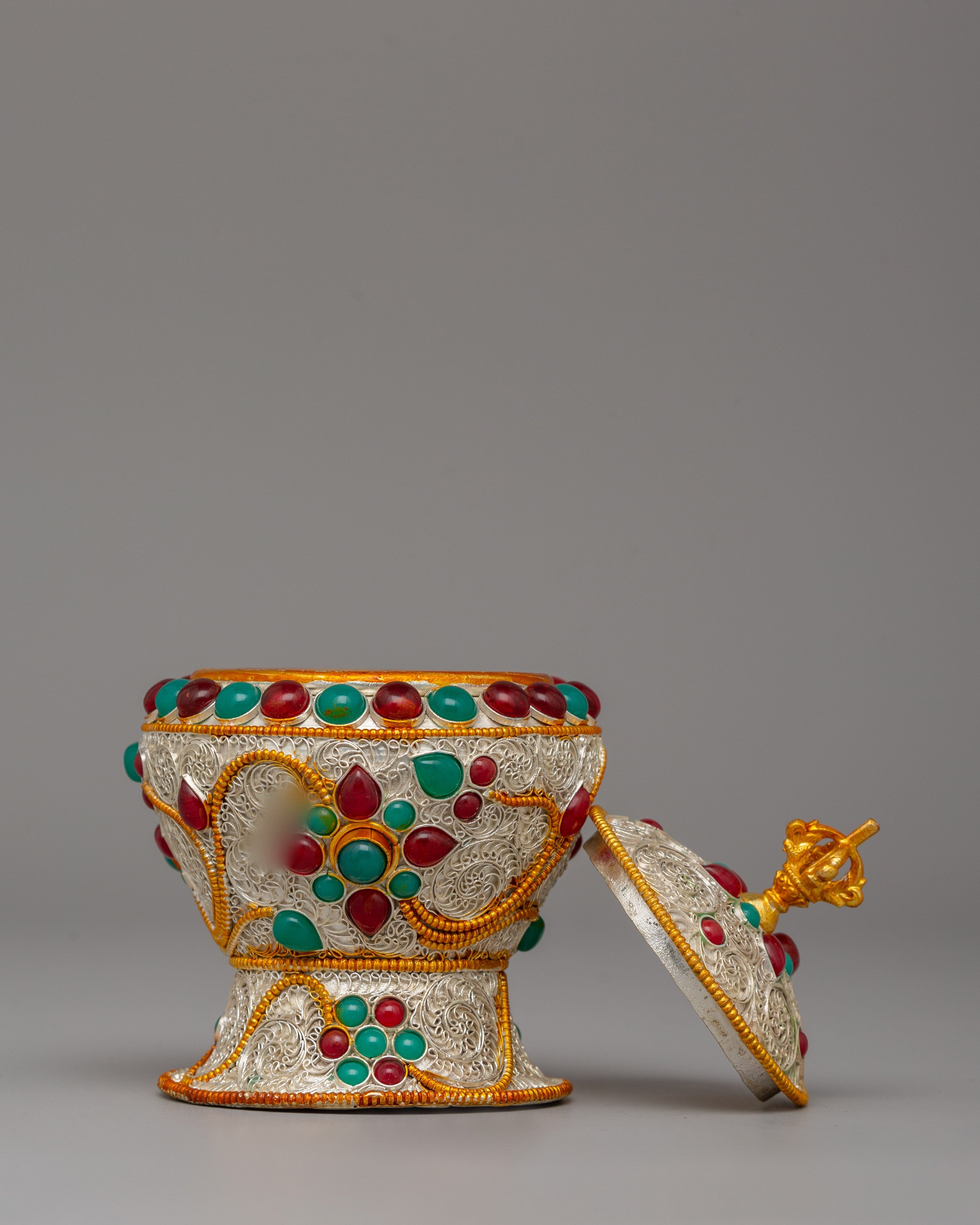 Copper Rice Pot with Filigree | Tibetan Offering Bowl