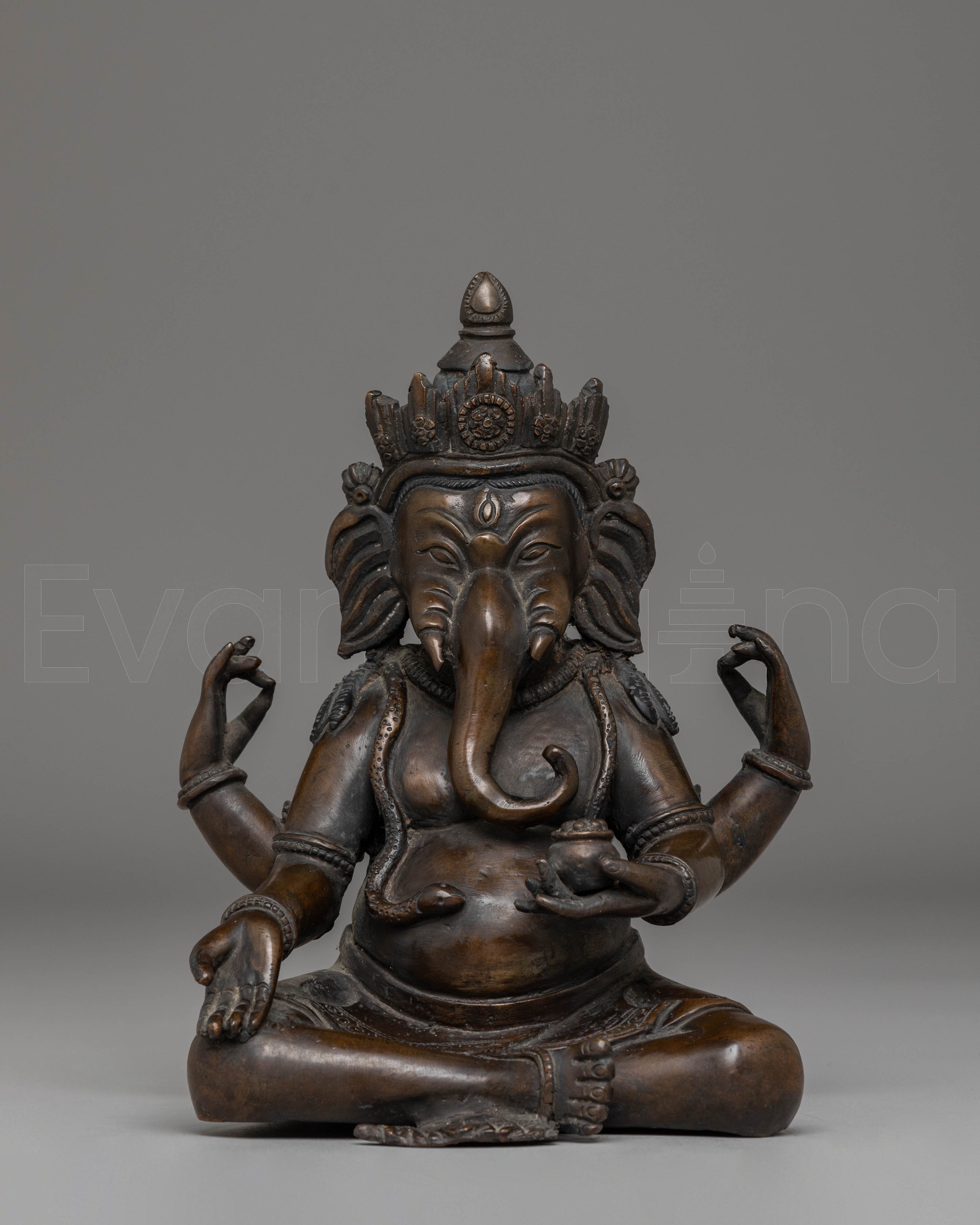 Oxidized Copper Statue of Ganesh