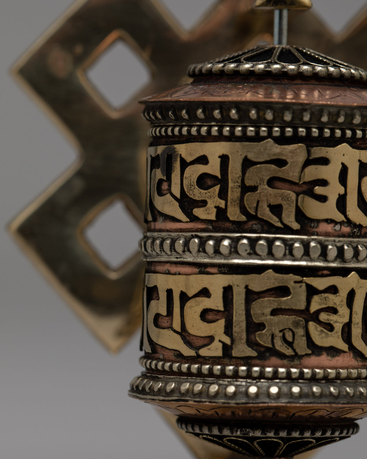 Tibetan Copper Prayer Wheel | Infuse Your Space with Sacred Tradition and Devotion