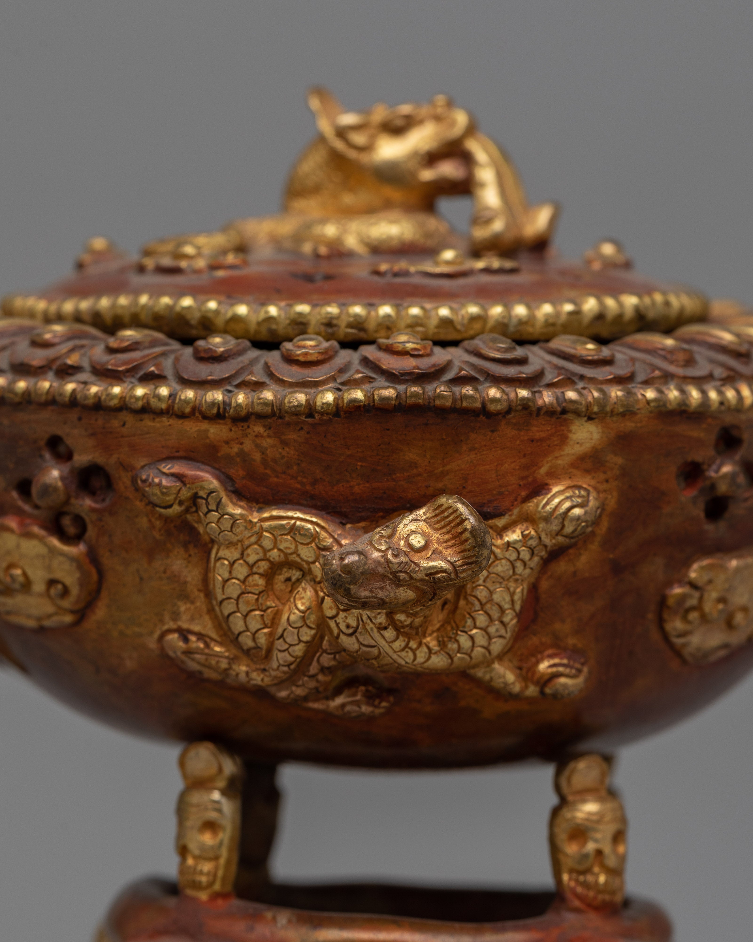 Tibetan Copper Incense Burner | Traditional Vessel for Ritualistic Aromatherapy and Meditation