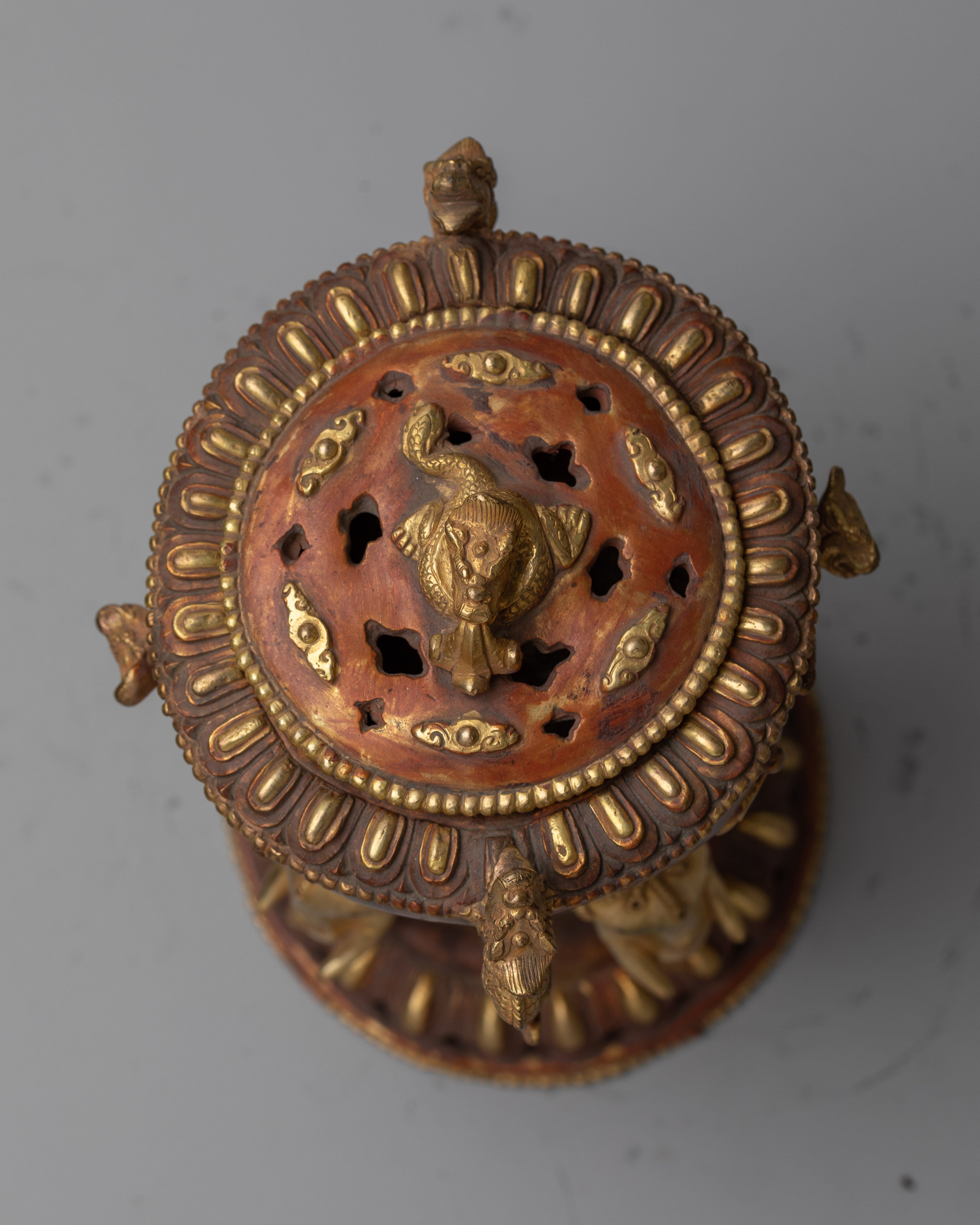 Tibetan Copper Incense Burner | Traditional Vessel for Ritualistic Aromatherapy and Meditation