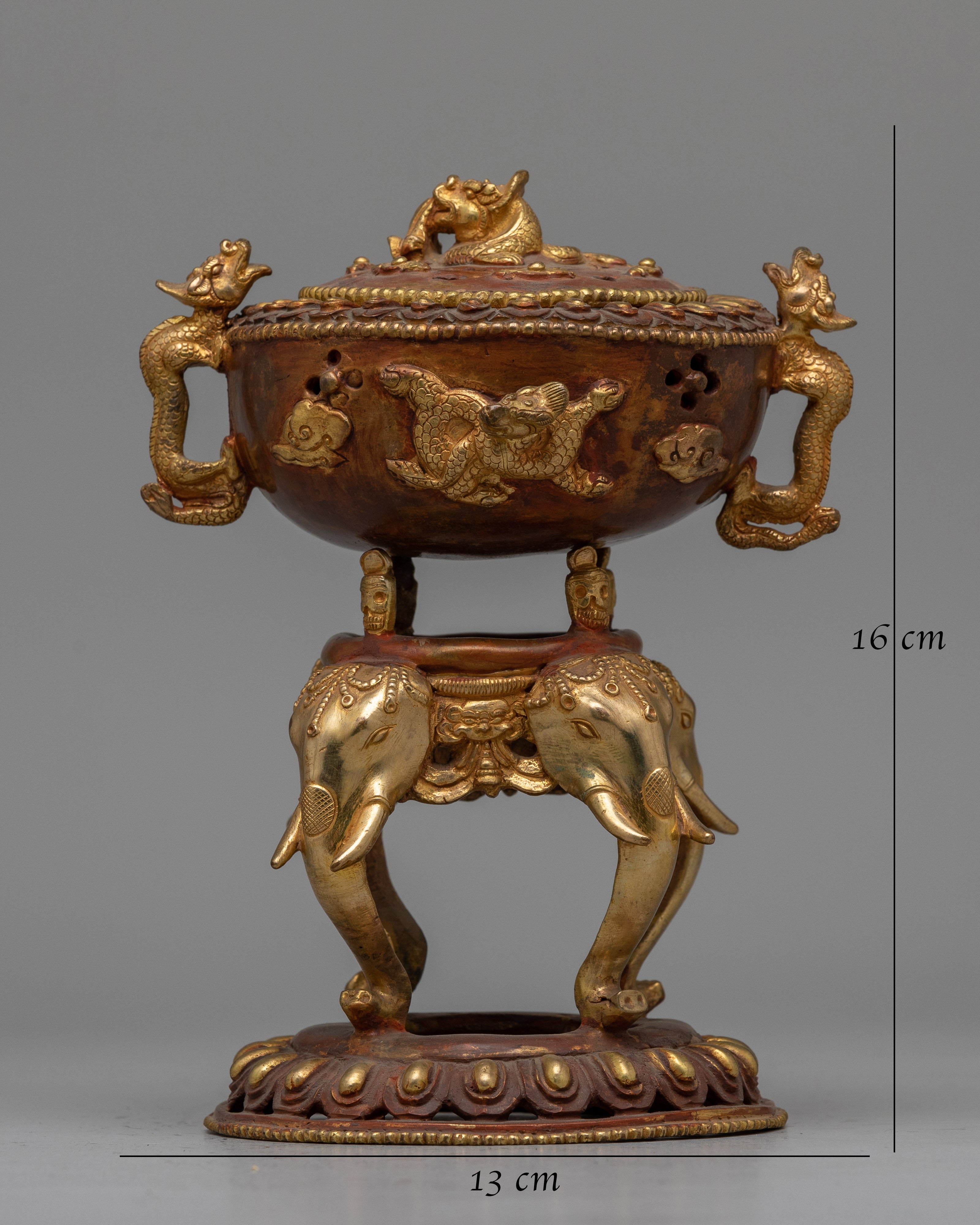 Tibetan Copper Incense Burner | Traditional Vessel for Ritualistic Aromatherapy and Meditation