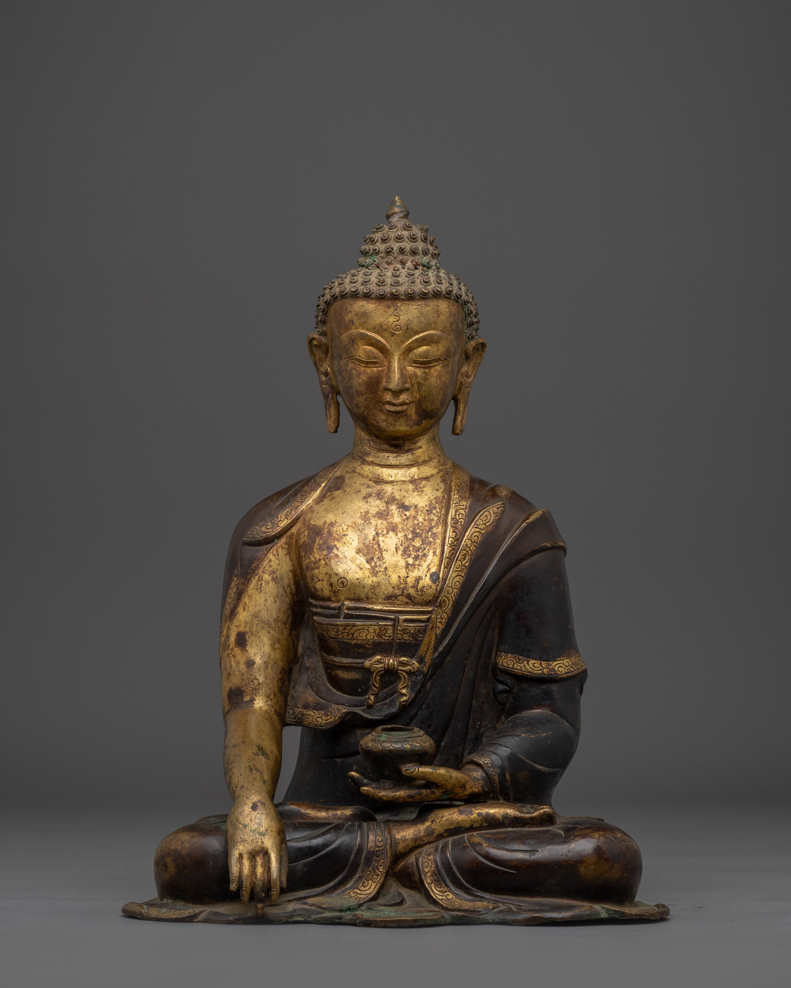 Handmade Gold Gilded Copper Shakyamuni Buddha Statue