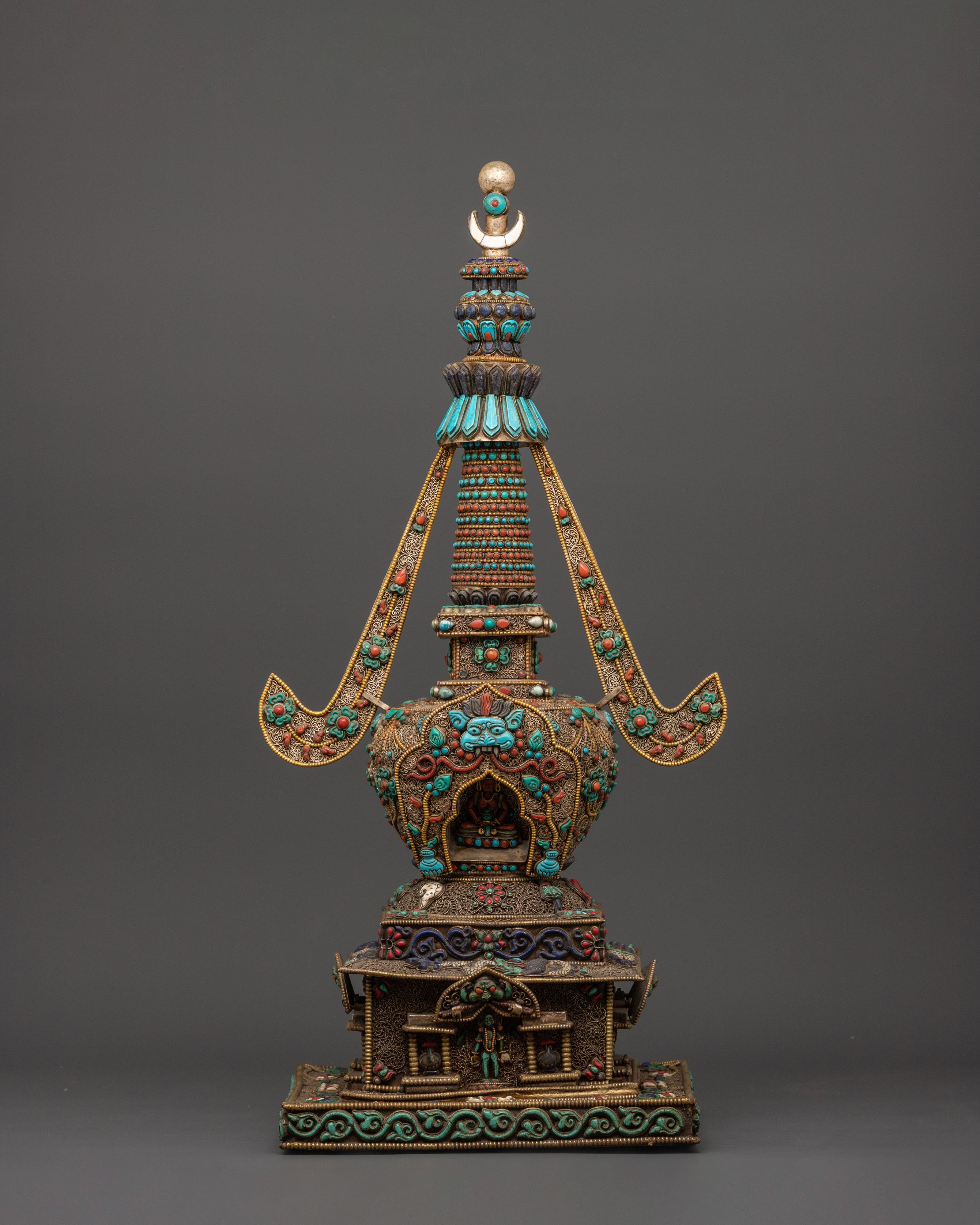 Handcrafted Traditional Copper Stupa | Buddhist Shrine Artifact